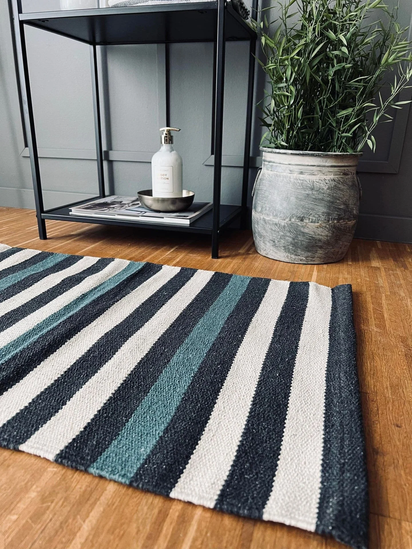Matte Resirkulert stripet - 50x80 Grå/aqua/natur - Image 5