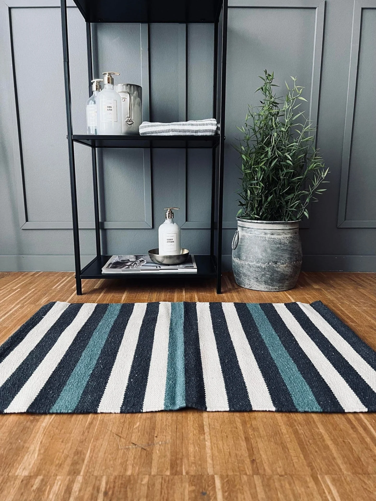 Matte Resirkulert stripet - 50x80 Grå/aqua/natur - Image 6