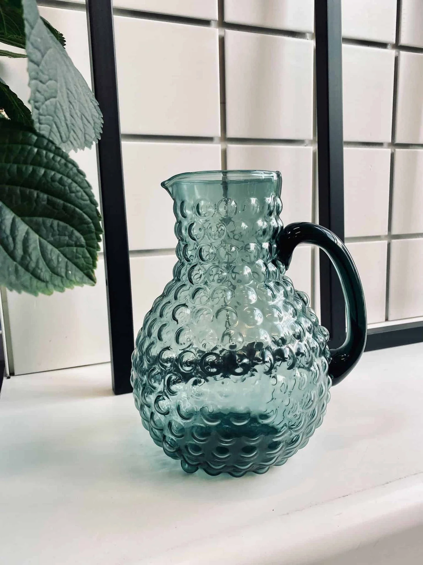 Glasskanne med dots - Salviegrønn