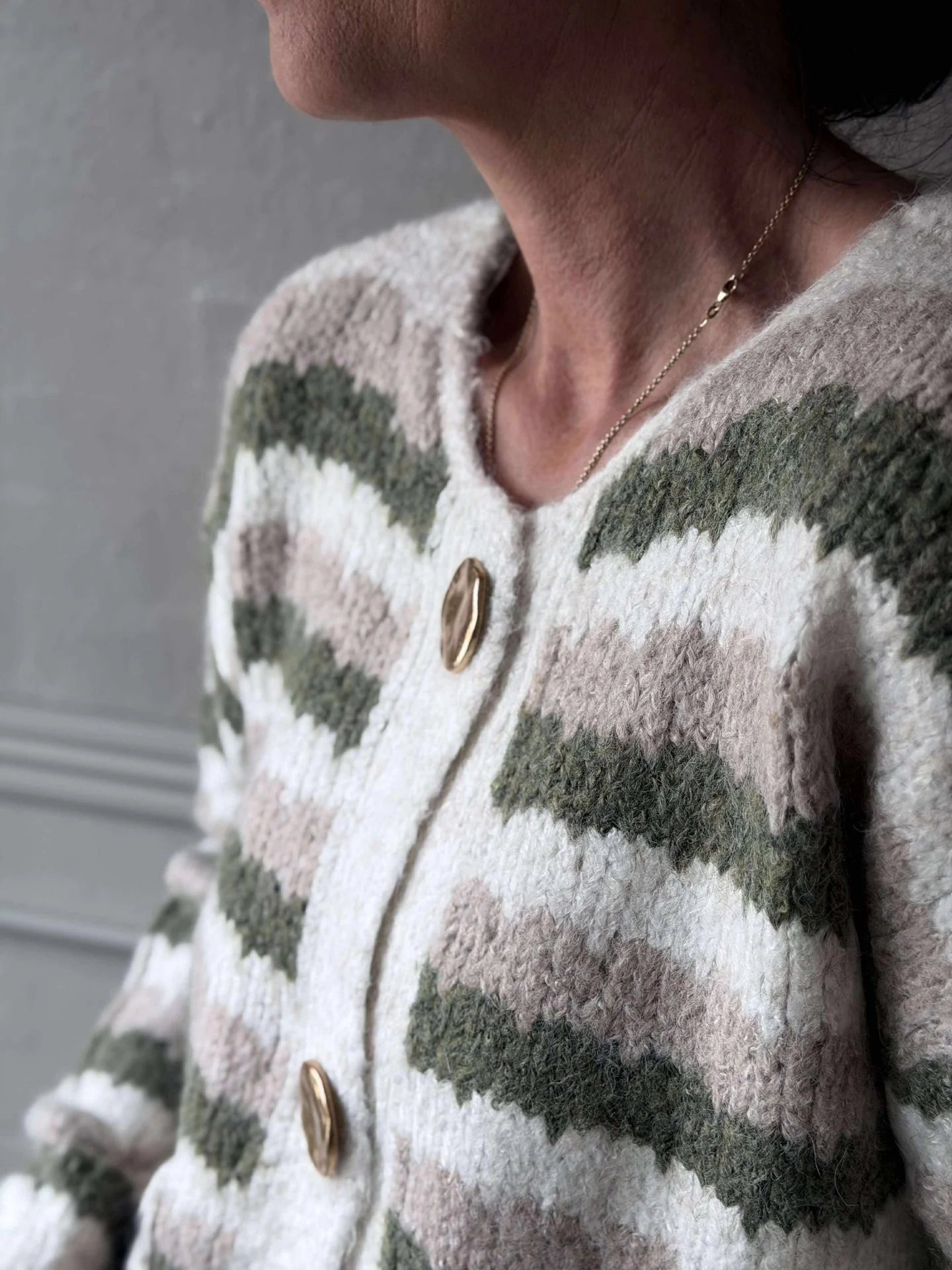 Cardigan Grønn stripet - Image 3