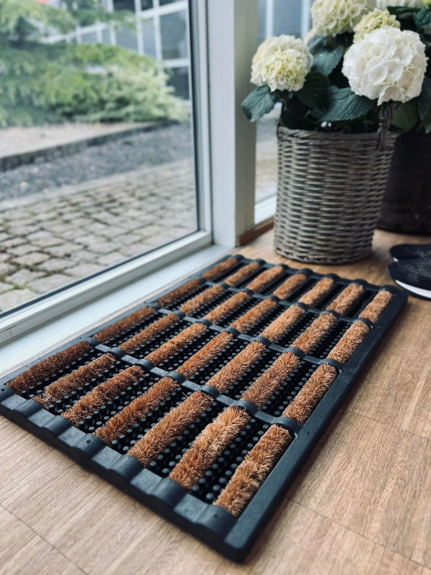 Dørmatte - GUMMI MED BØRSTE I NATUR - 45x75cm