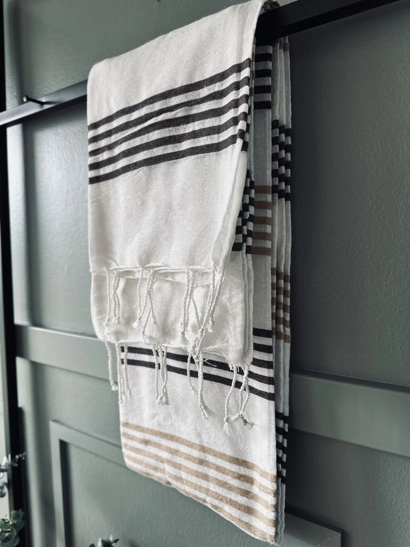 Hammam-håndkle – Beige stripe - Image 10