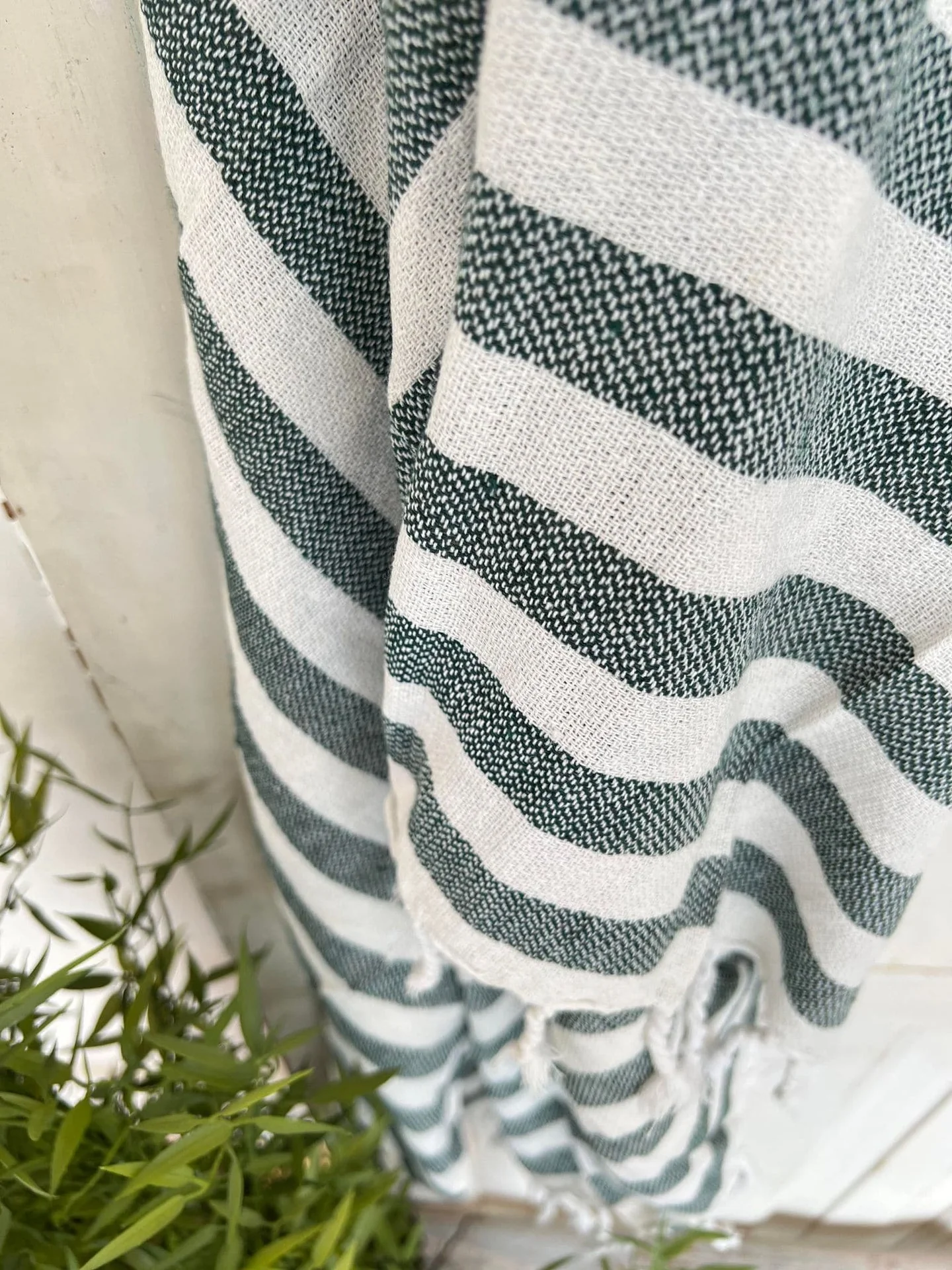 Hammam håndkle - Oliven stripe Økotex - Image 5