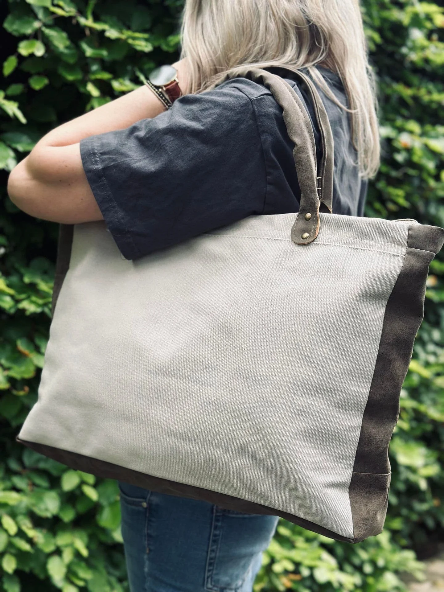 Shopper - Beige kanvas - Image 3