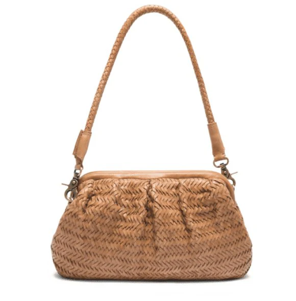 Clutch / lærveske HELLA flettet mønster – Brun - Image 6