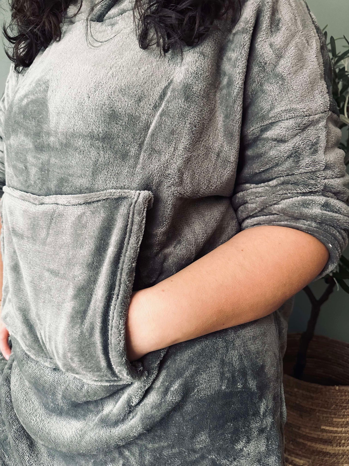 Hettegenser Fleece Grey - Oversize - Image 3