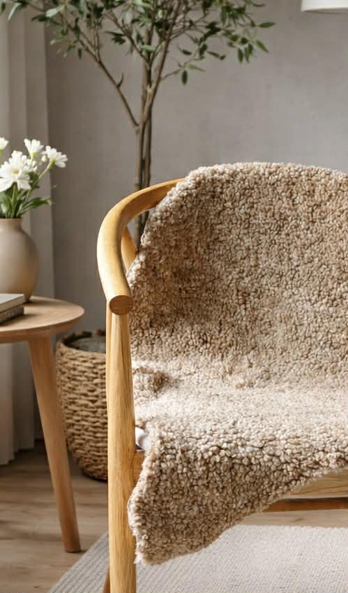 Imitert lammeskinn - Sand krøll - Image 2