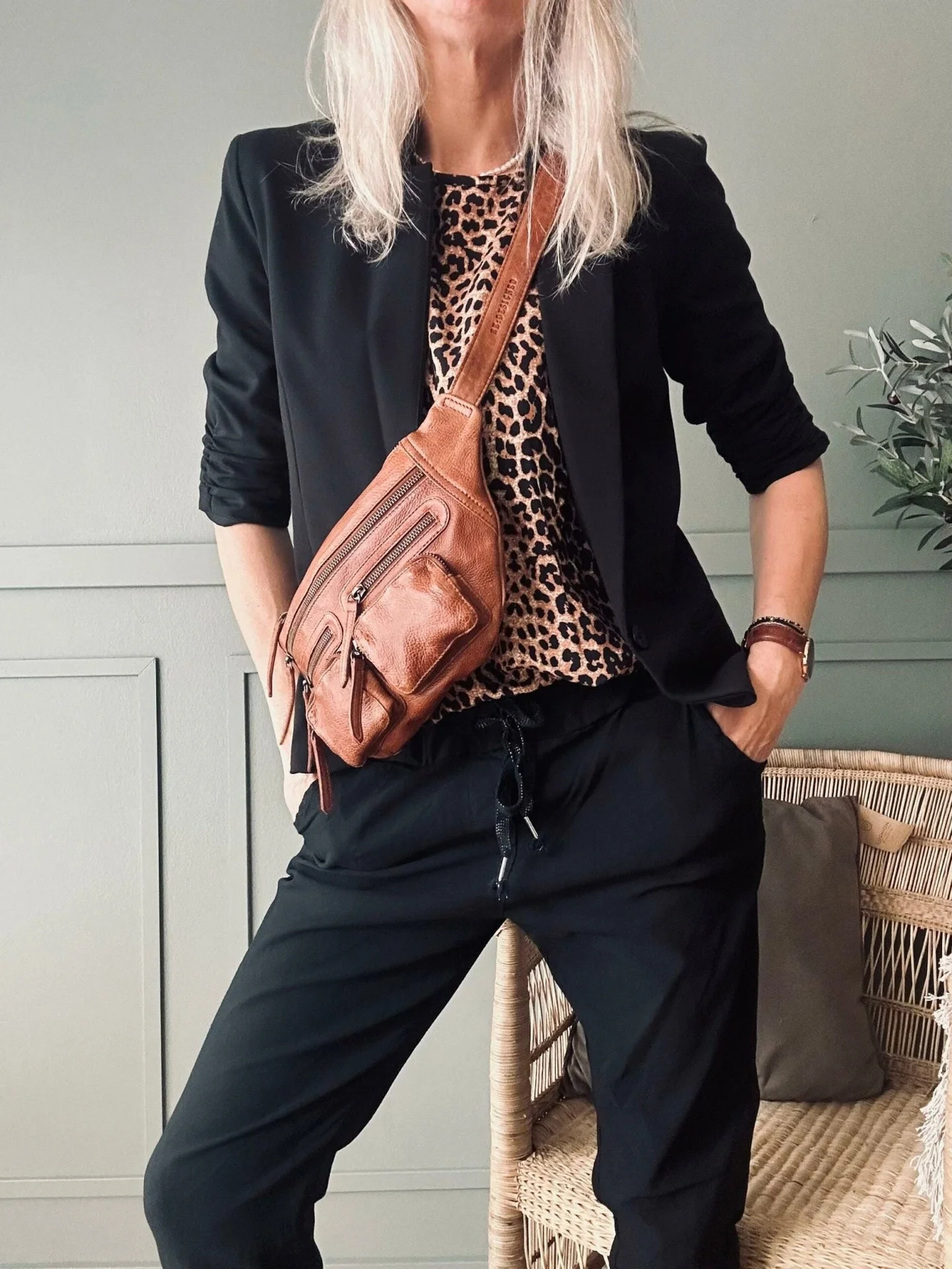Blazer med 3/4 ermer – Svart