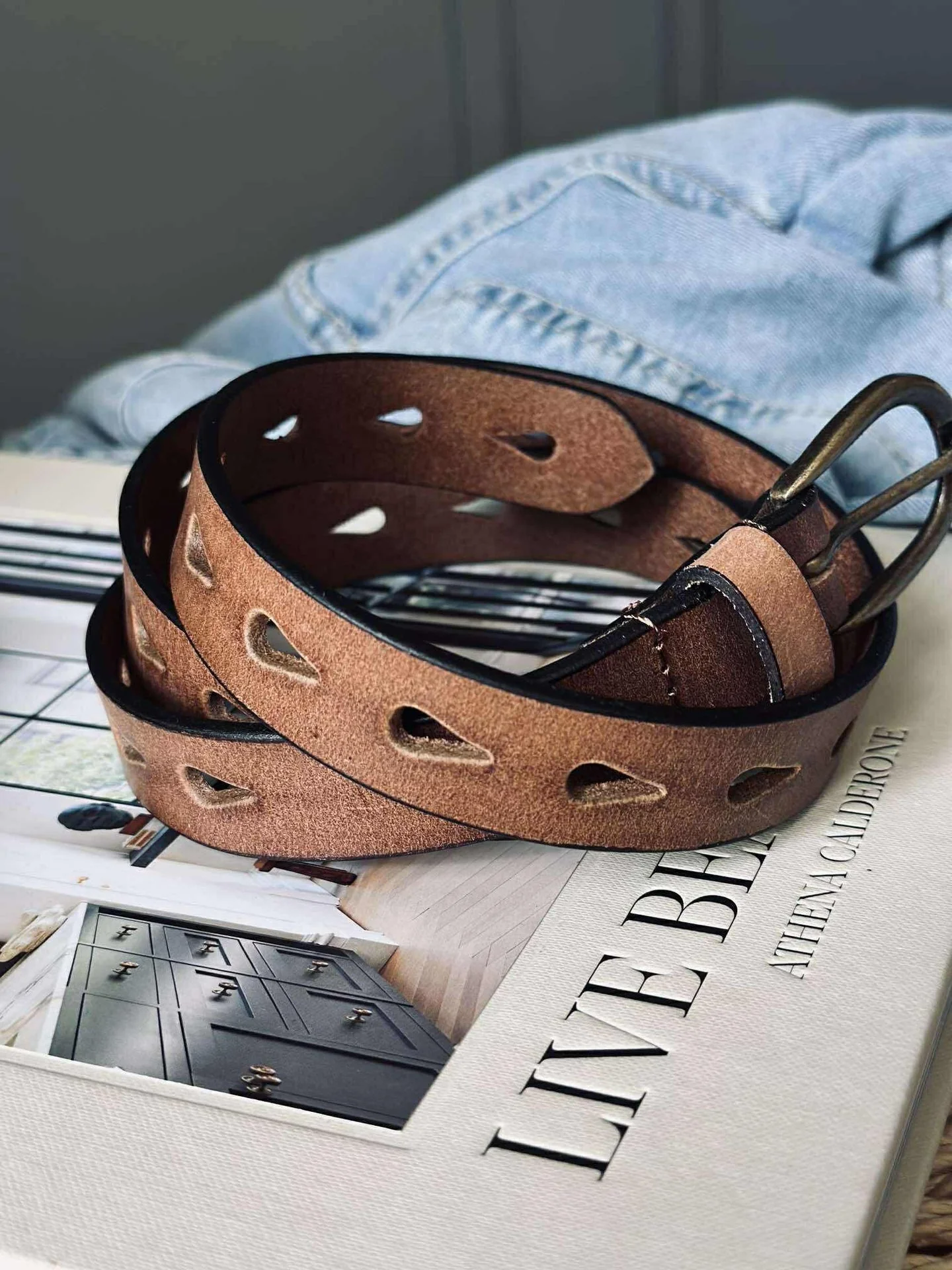 Jeans belte - Cognac