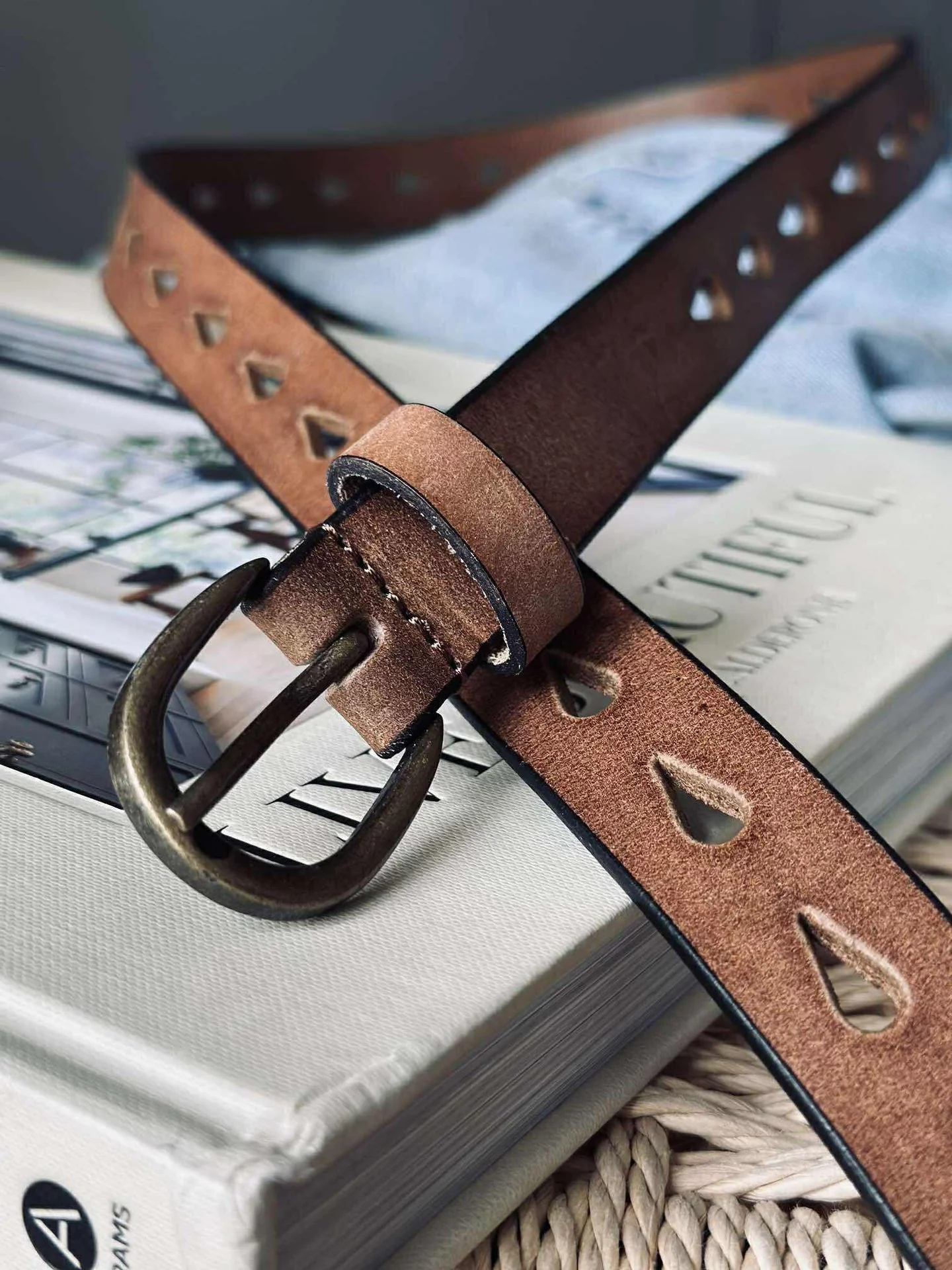 Jeans belte - Cognac - Image 3