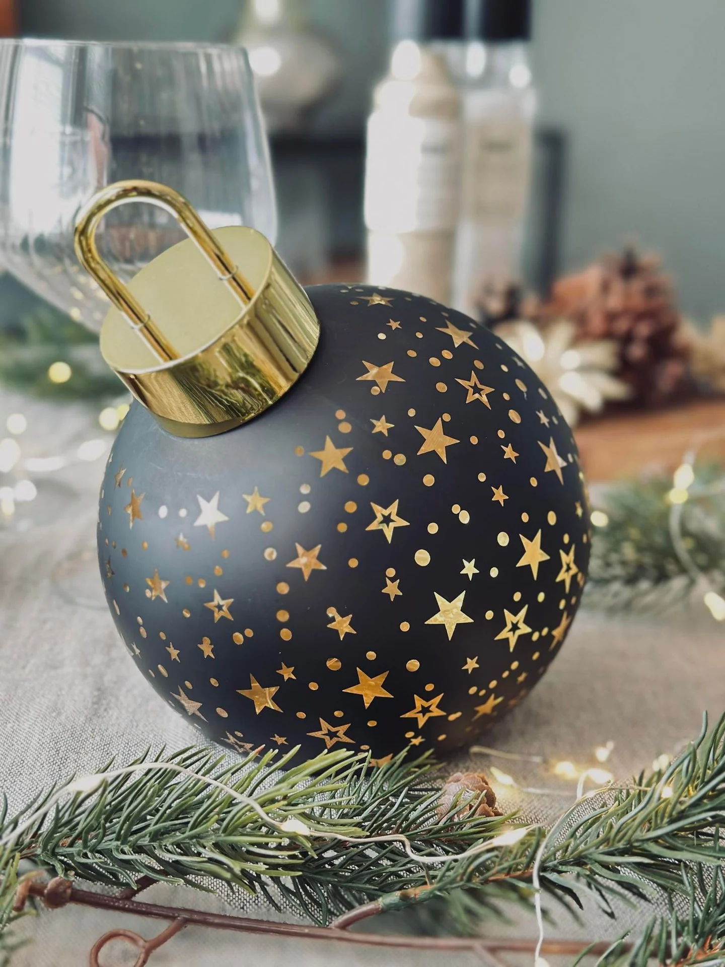 Julekule med led-lys - Black - Image 10
