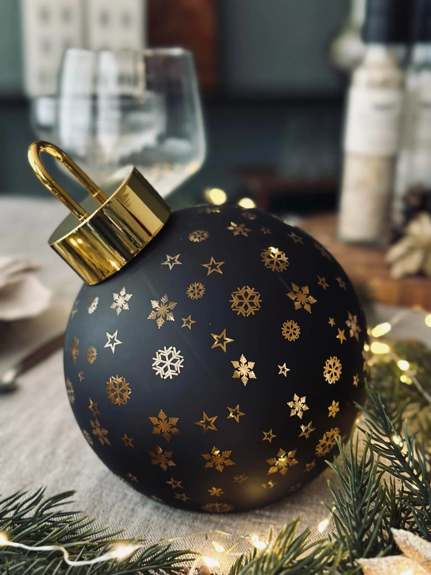 Julekule med led-lys - Black - Image 6