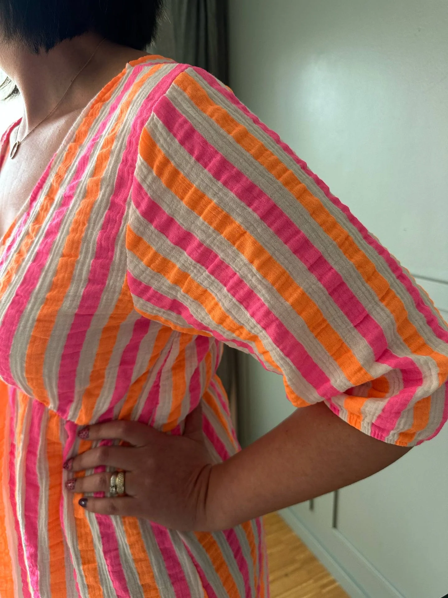 Kjole Andrea - Stripe Fuxia/Orange - Image 7