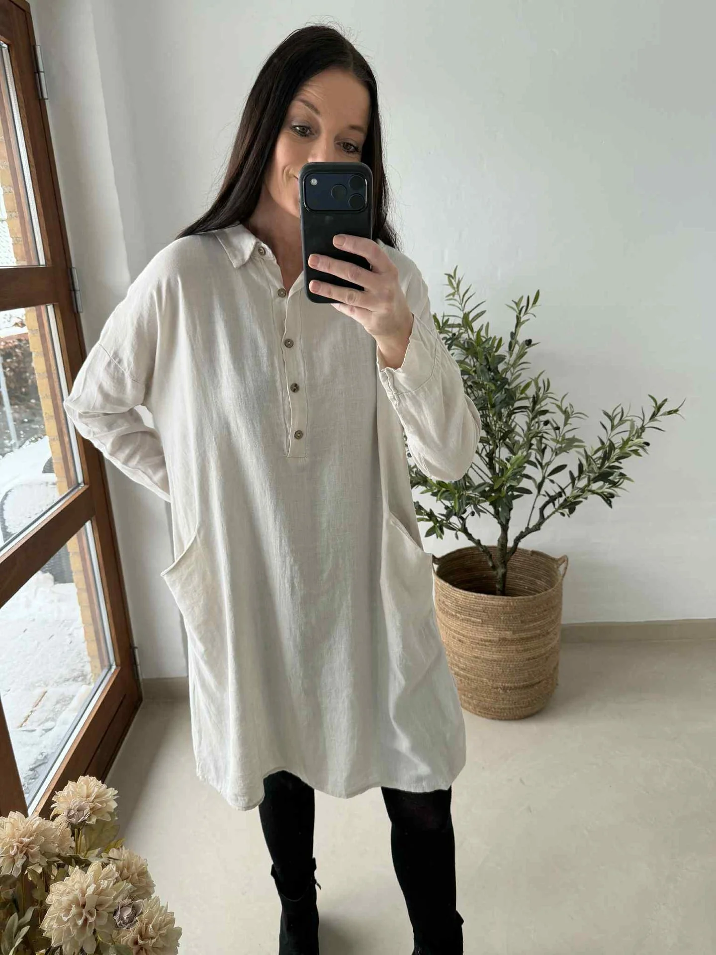 Kjole med lommer - Lin / viscose