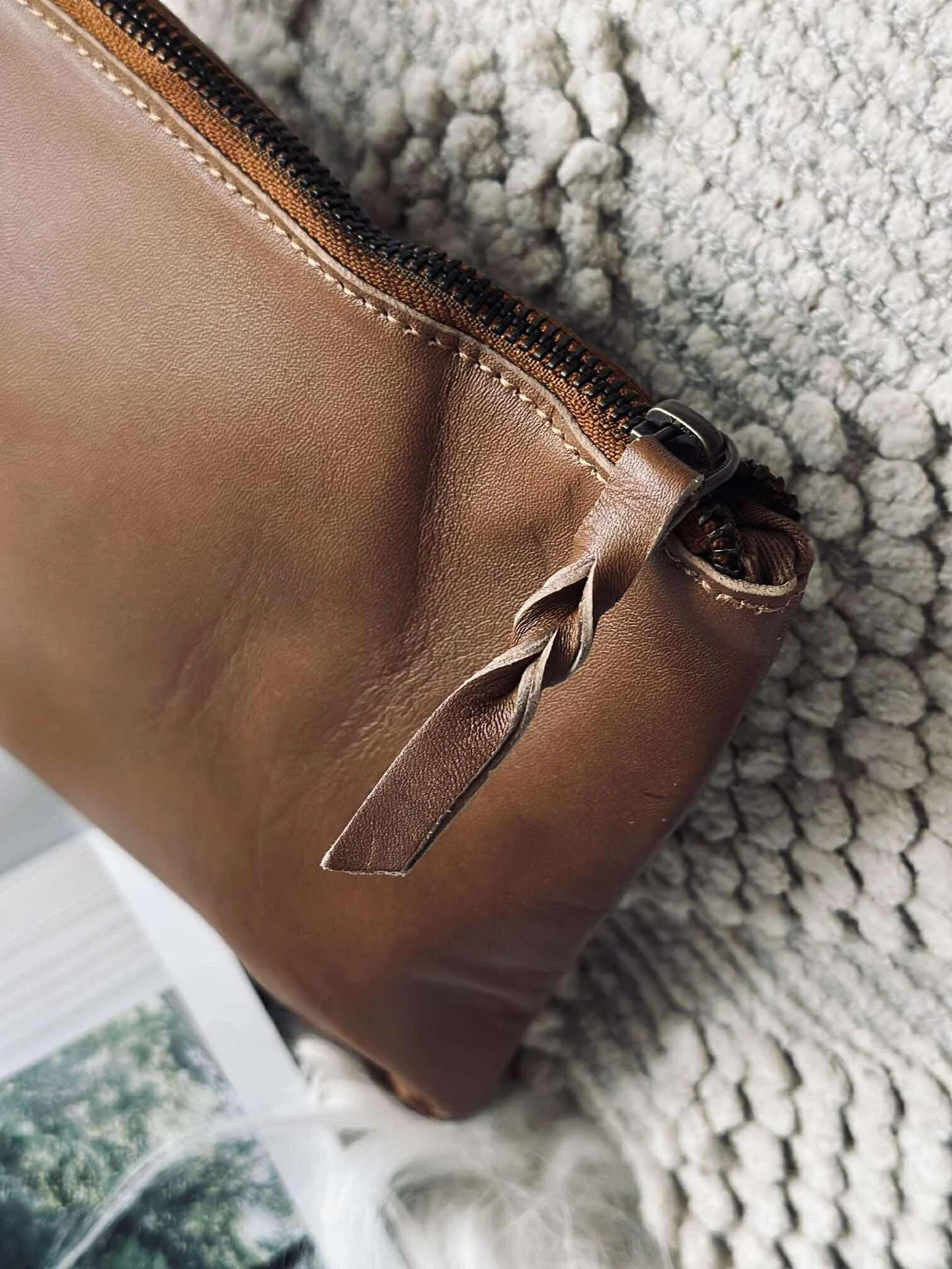Kosmetikkpung / Clutch - Cognac leather - Image 5