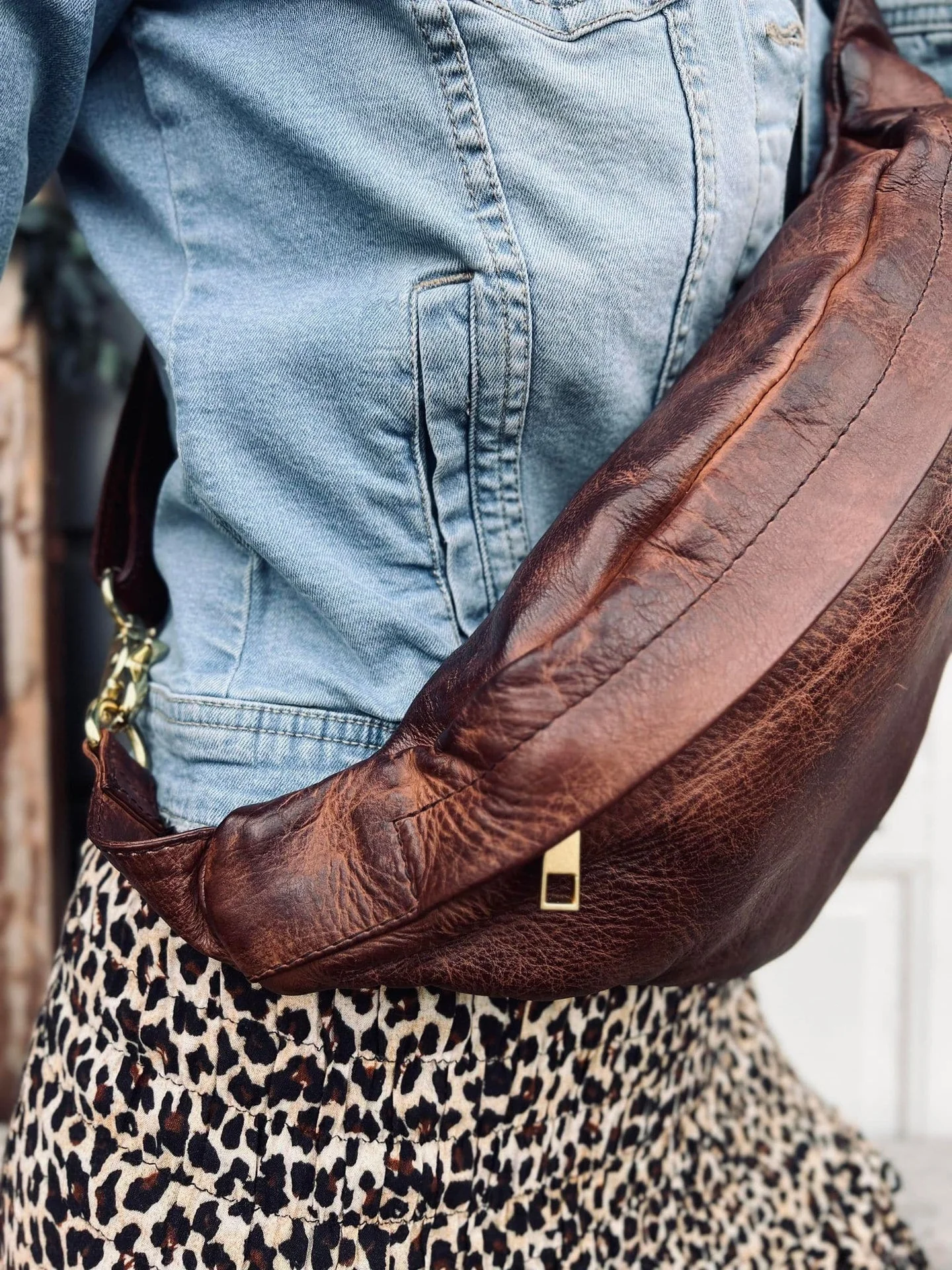 Cool Buffy Bumbag i smørbløtt lær - Brandy - Image 3