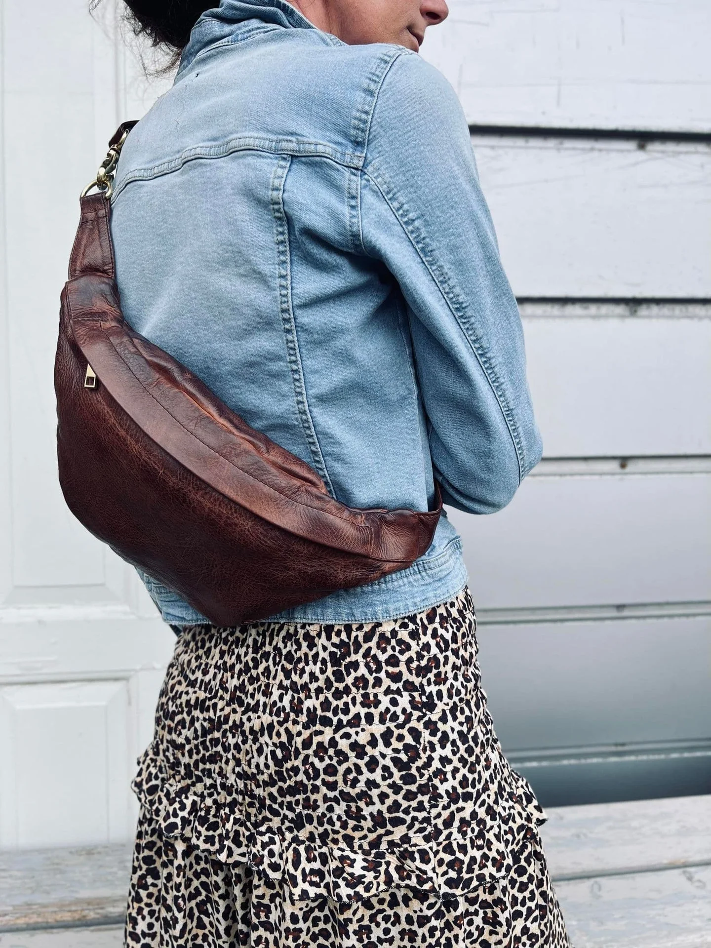 Cool Buffy Bumbag i smørbløtt lær - Brandy - Image 6