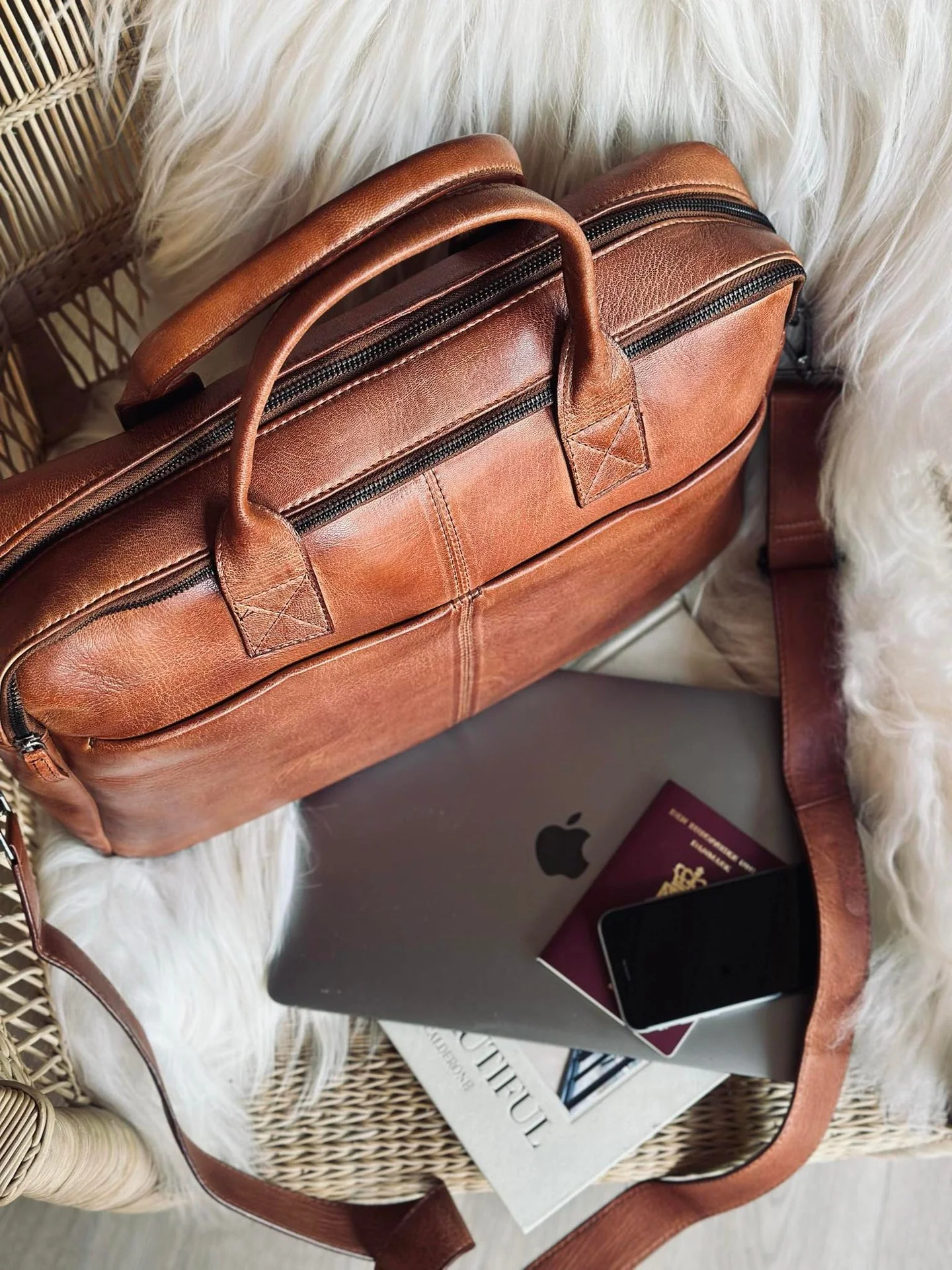 Laptoptaske cognac - Image 7