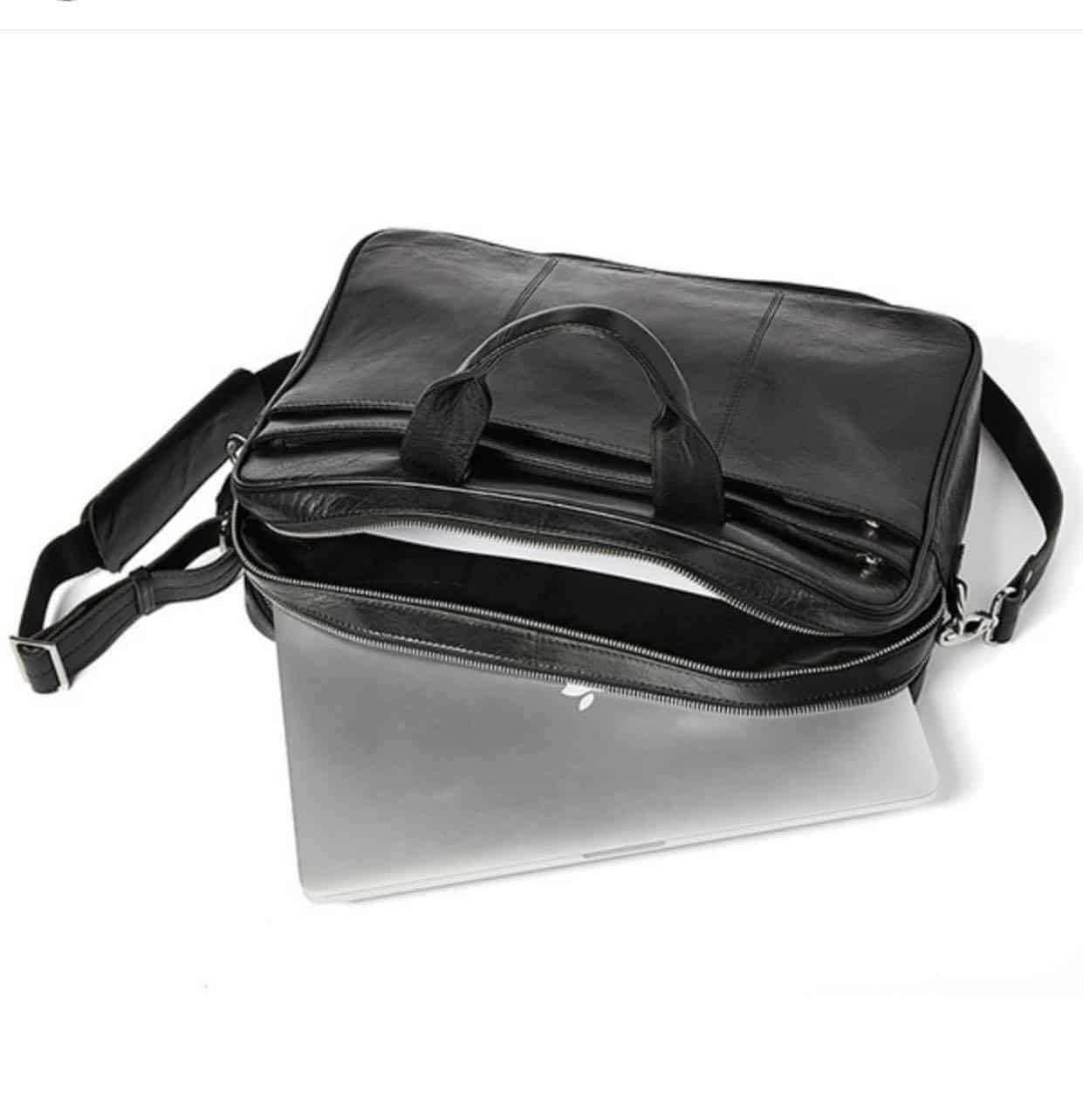 Laptopveske MELLO – Sort skinn - Image 8
