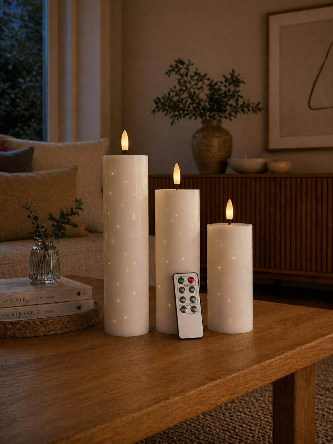 LED Bloklys TWINKLE Hvit - Sett med 3stk. - Image 4