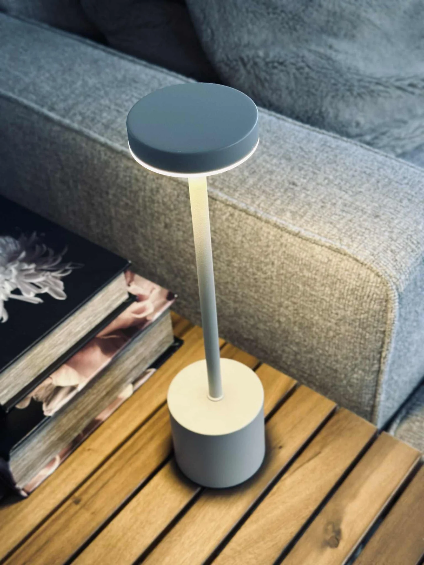 LED bordlampe KELLY Krem - oppladbar - Image 2