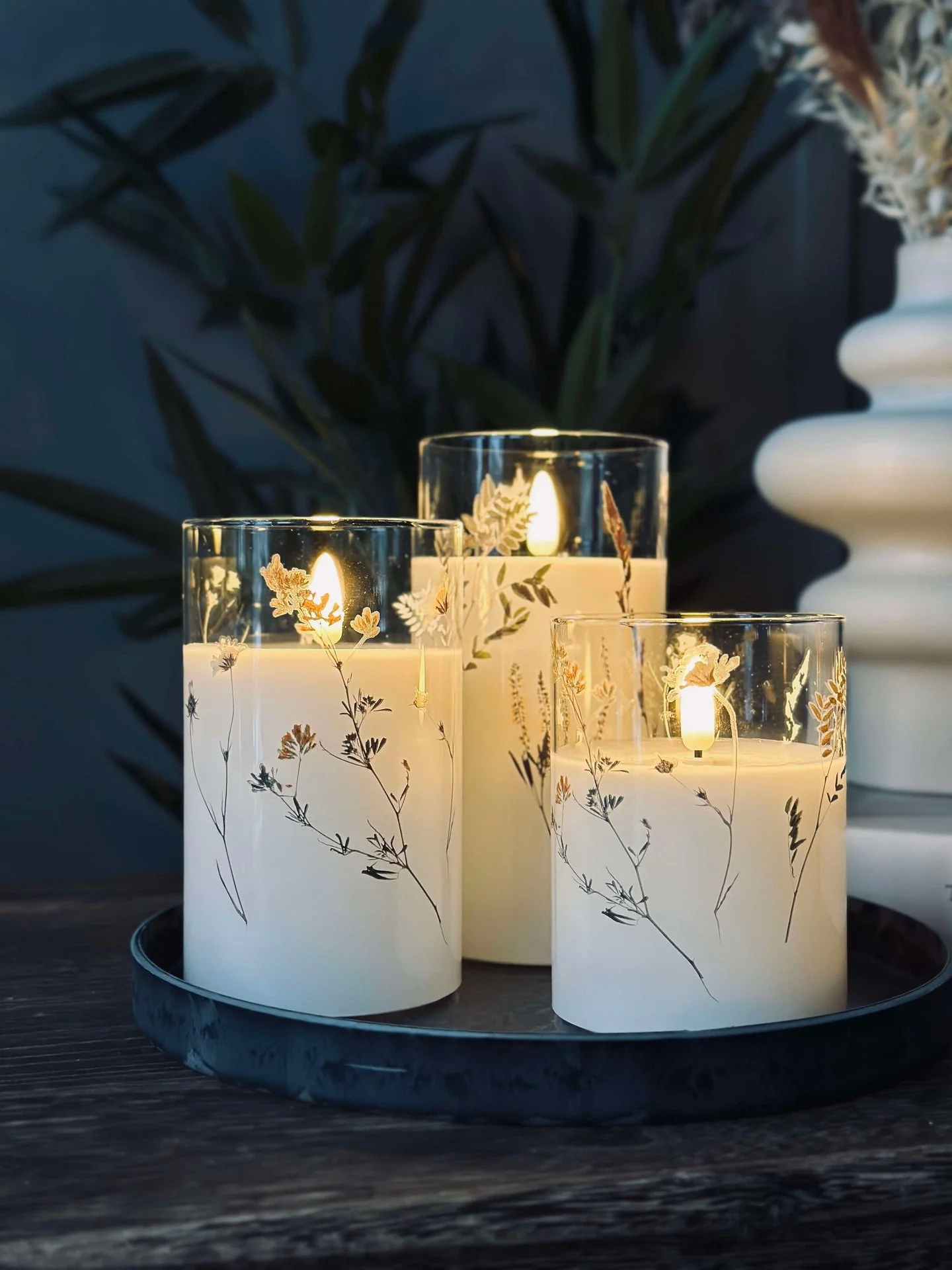 LED FLORA Cylinder – Sett med 3 stk og fjernkontroll - Image 2