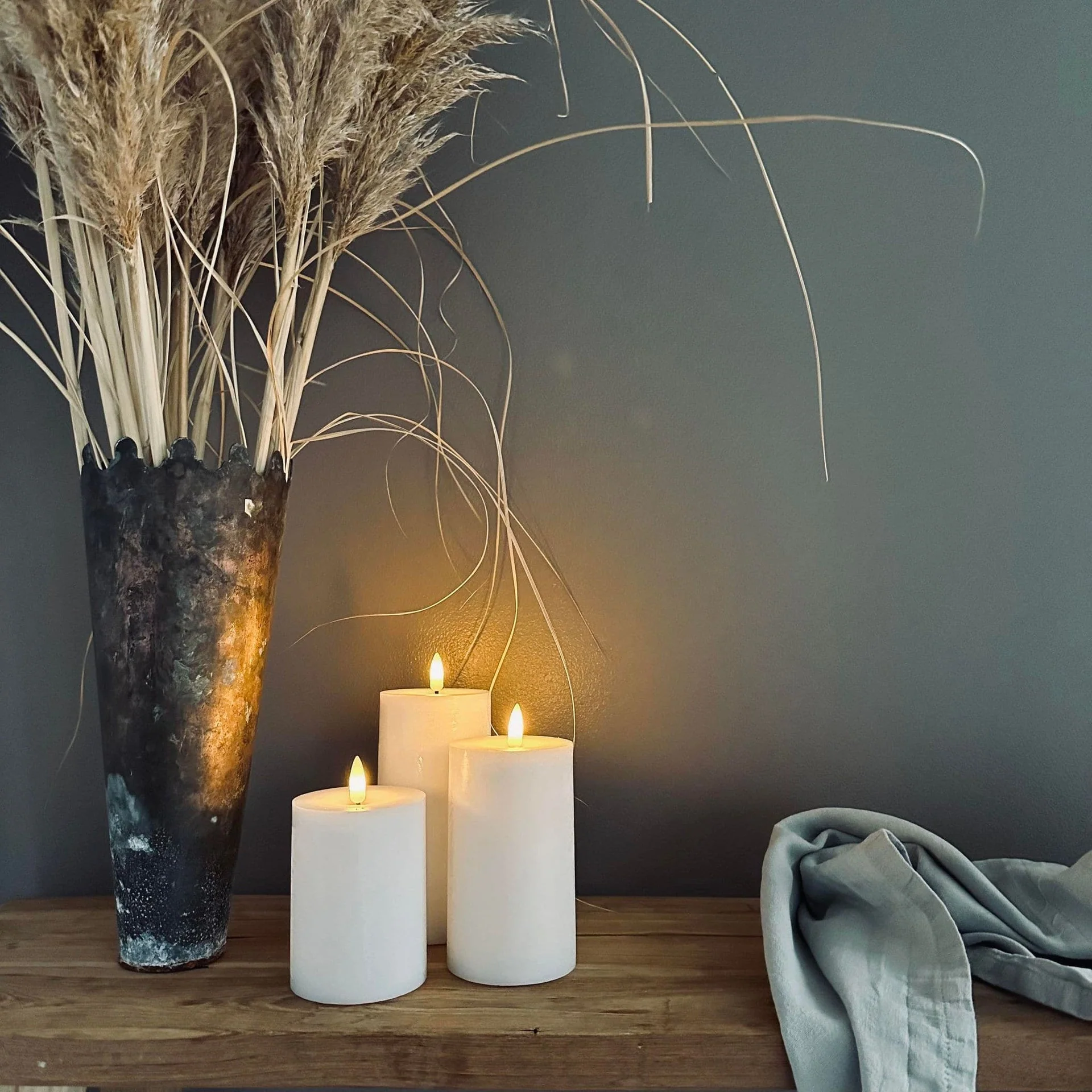 LED blokklys / Hvit – 3 stk. Lys – Inkl. fjernkontroll - Image 8