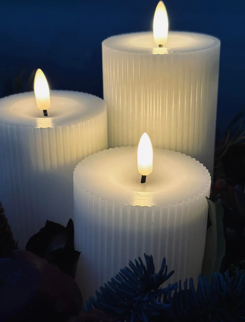LED blokklys med riller - Sett med 3 stk inkl. fjernkontroll - Image 6
