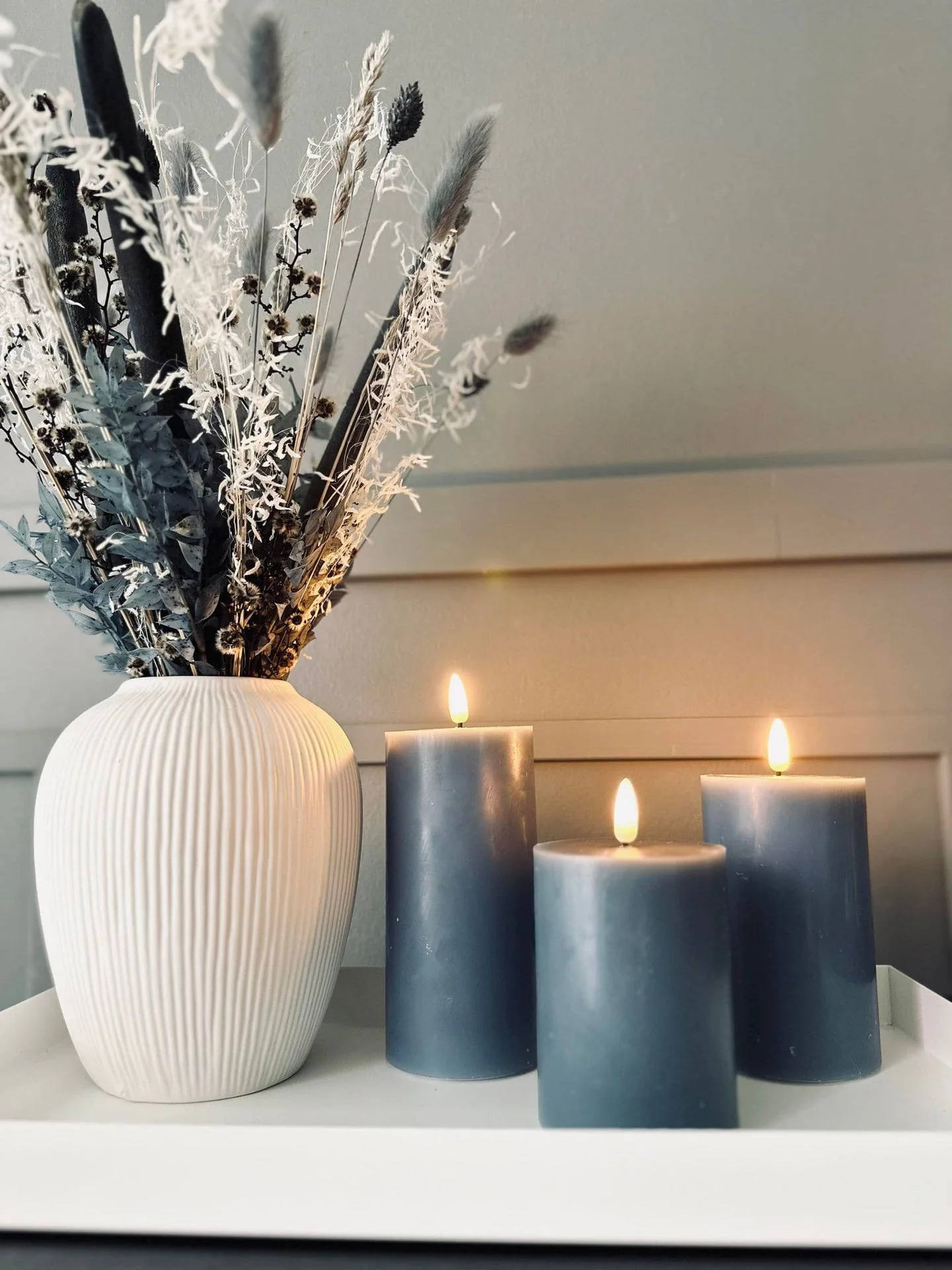 LED bloklys / INDIGO 3 stk – inkl. fjernkontroll
