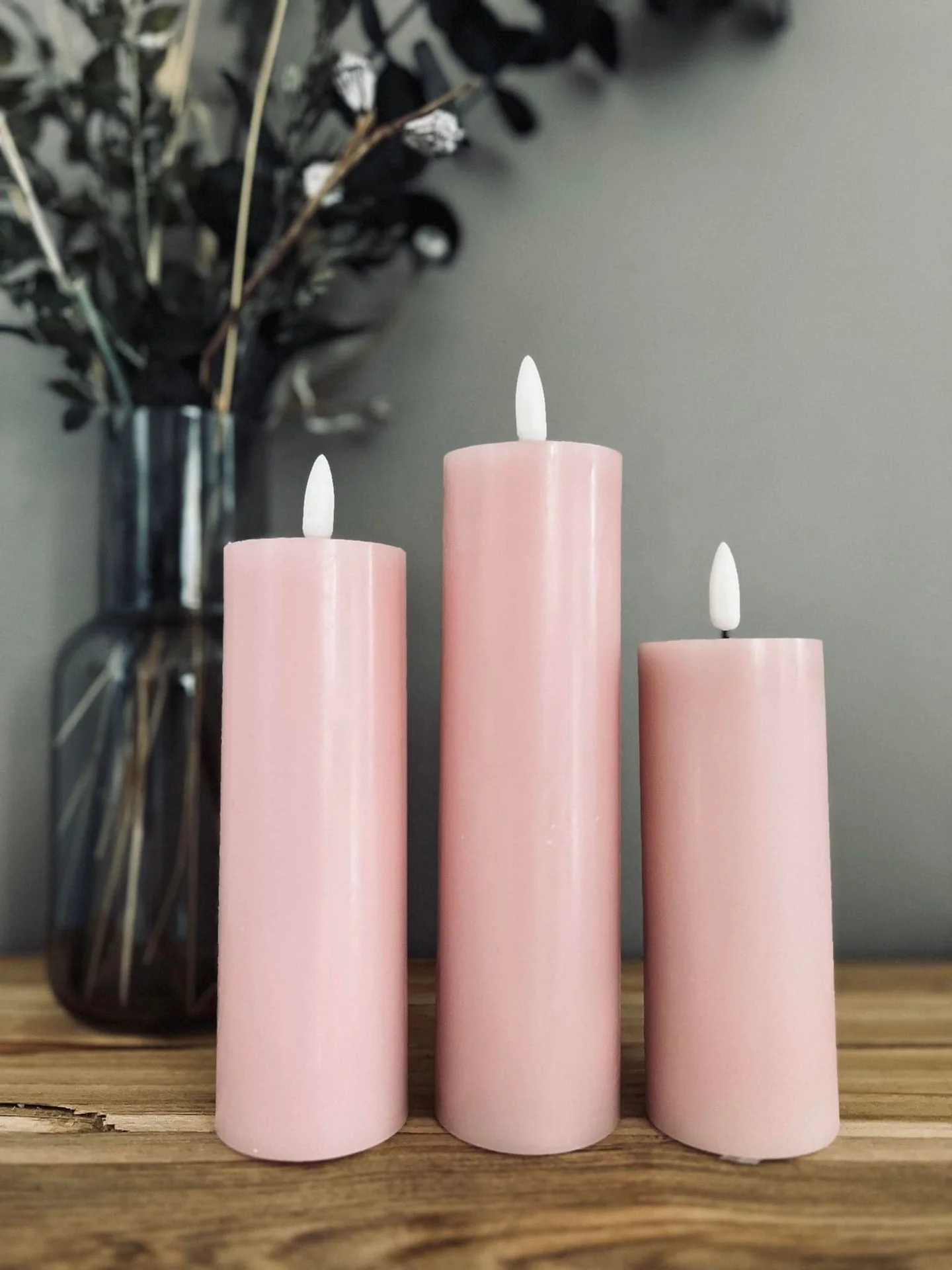 LED Bloklys / Rosa – 3 stk. Lys – Inkl. fjernkontroll - Image 5