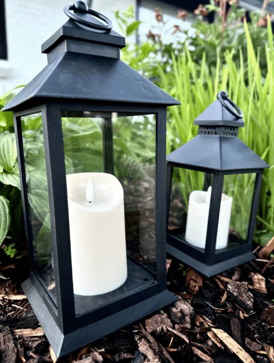LED-lanterner med bloklys og timer - Sett med 2 stk - Image 2