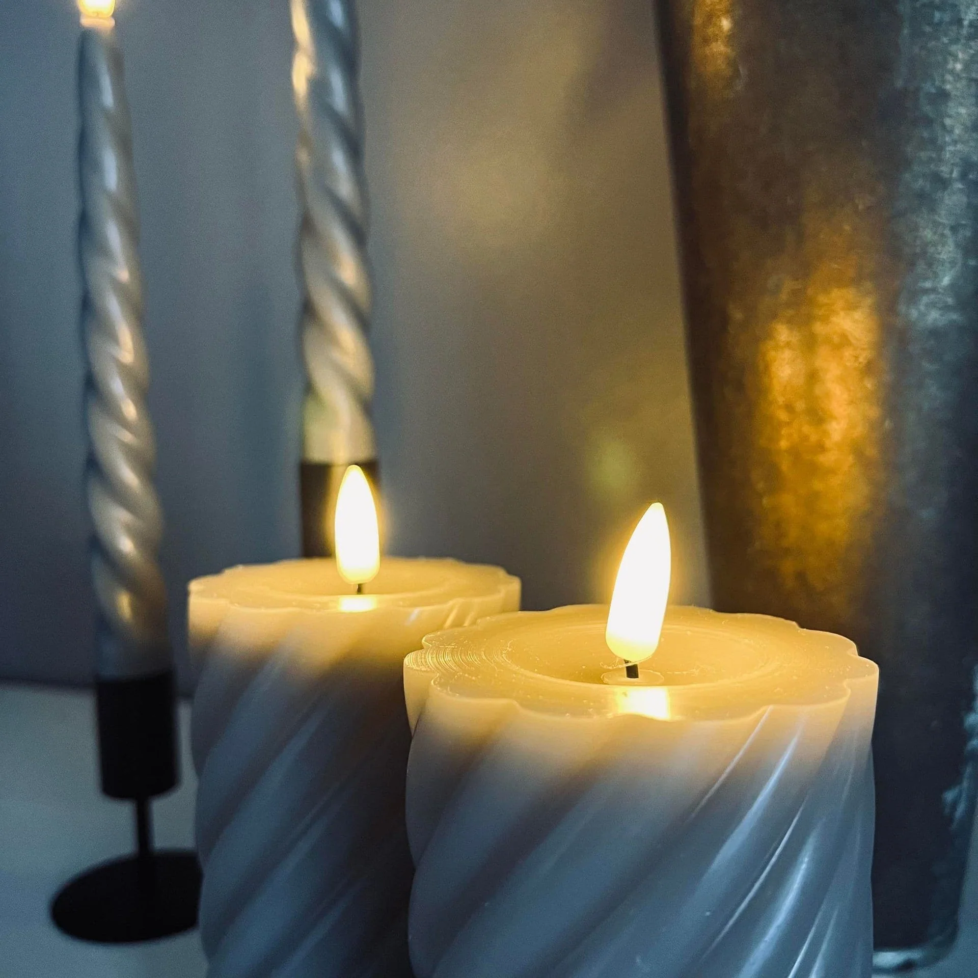 LED-lyspakke med 4 lys og fjernkontroll - Varm grå - Image 3