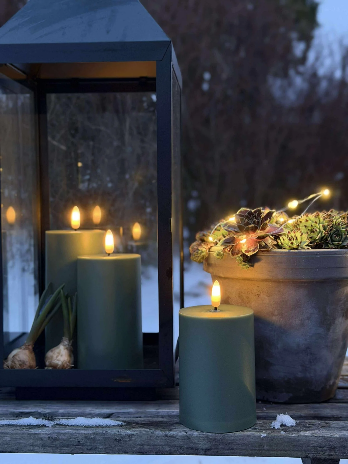 LED Utendørs Bloklys - Sett av 3 stk - Grønn - Image 4