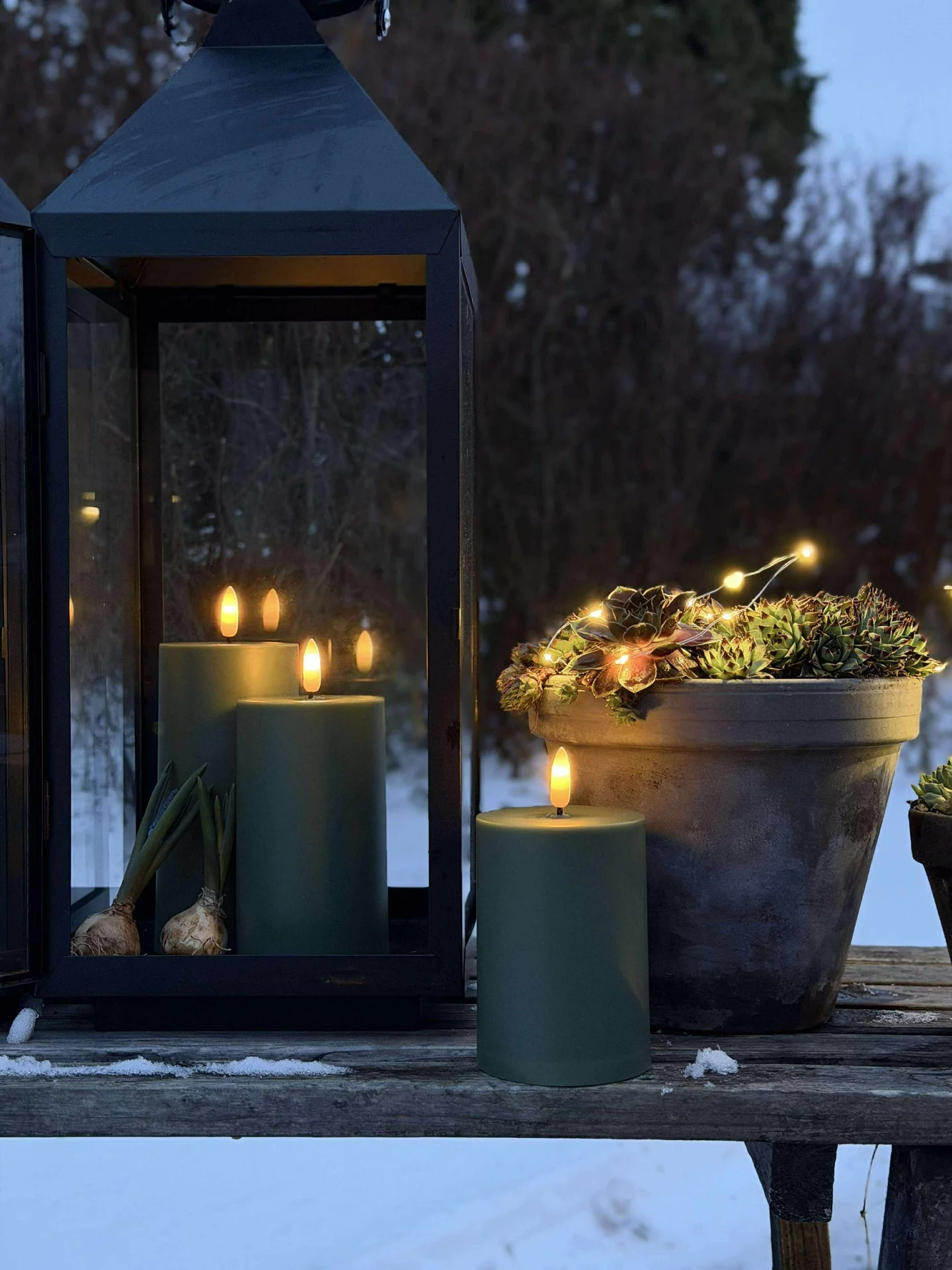 LED Utendørs Bloklys - Sett av 3 stk - Grønn - Image 5