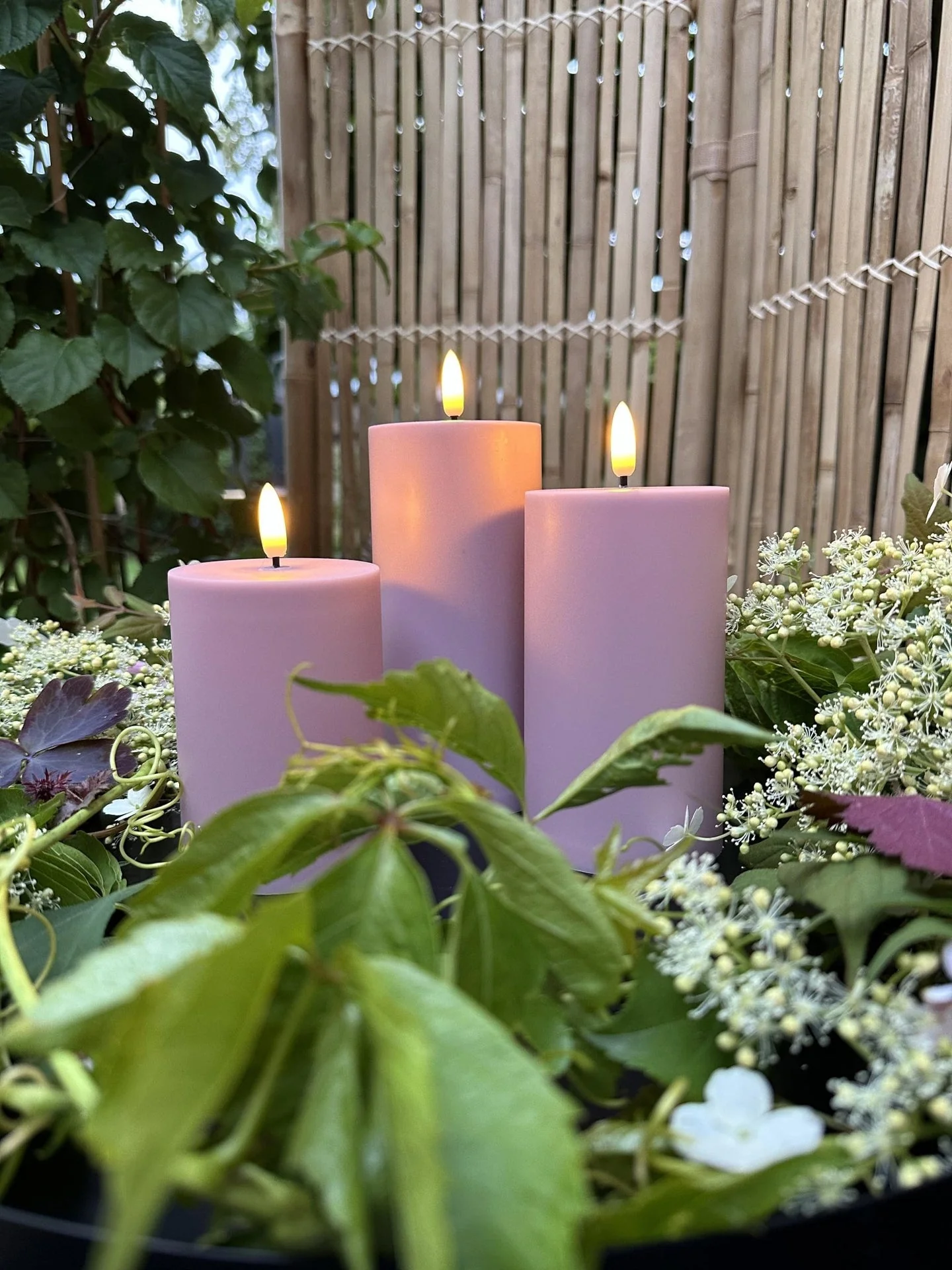 LED Utendørs Bloklys sett av 3 stk – Rosa - Image 2