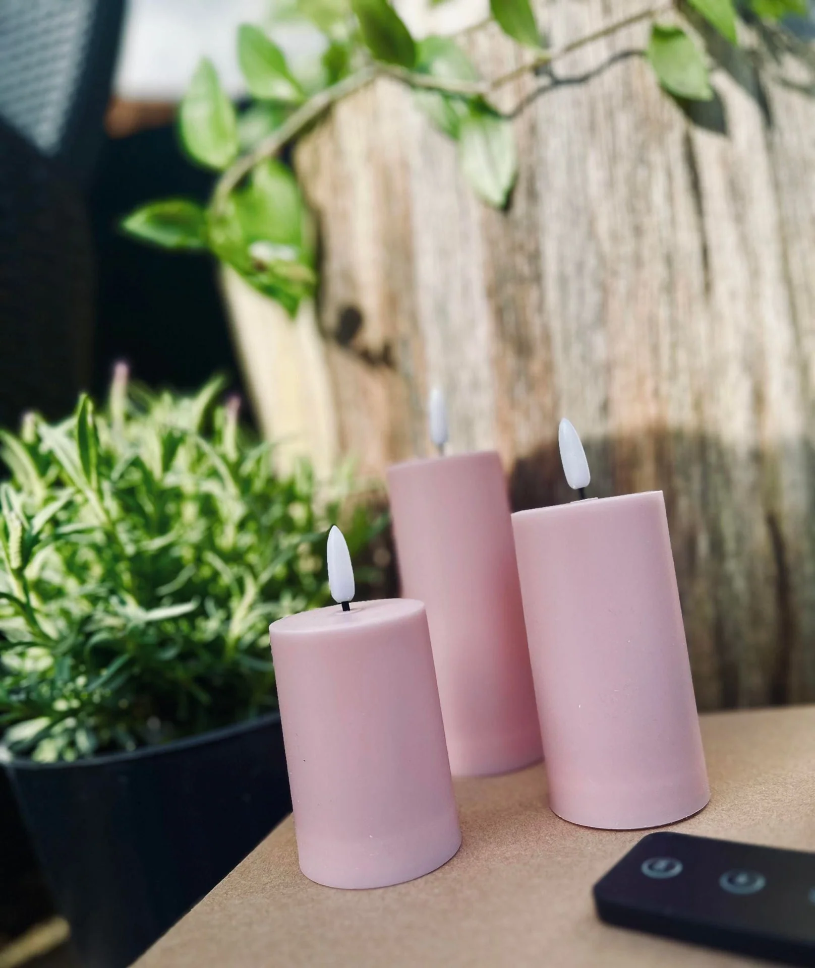 LED Utendørs Bloklys sett med 3 stk - Rosa nyanser - Image 2