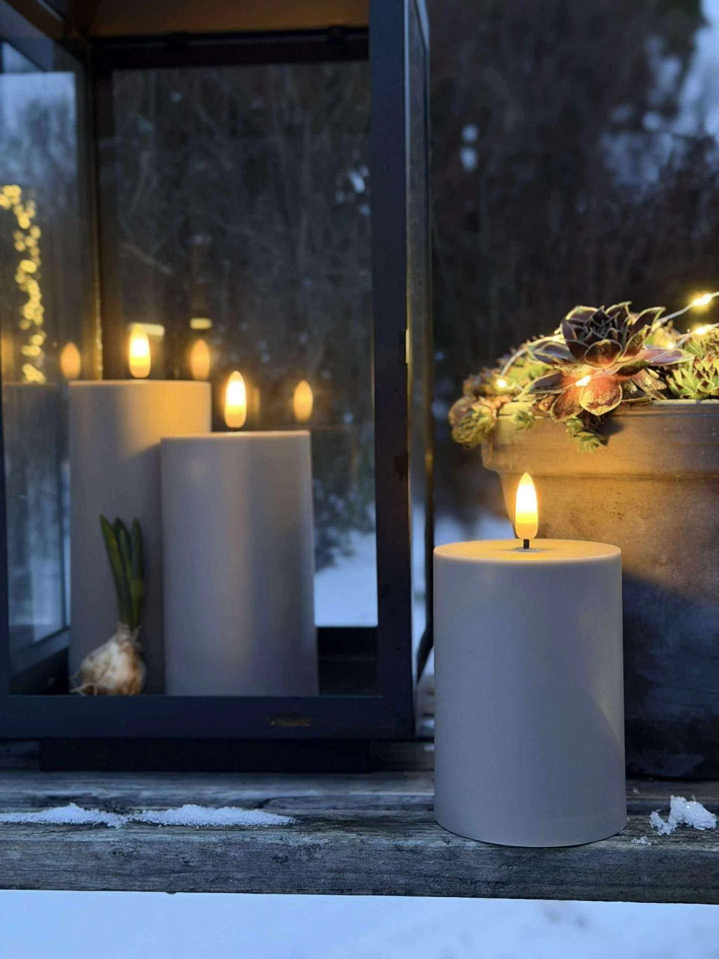 LED Utendørs Bloklys sett av 3 stk – Sand - Image 7