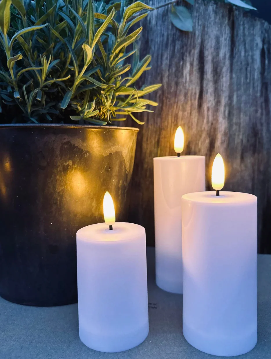 LED Utendørs Bloklys Sett med 3 stk - Hvit - Image 12