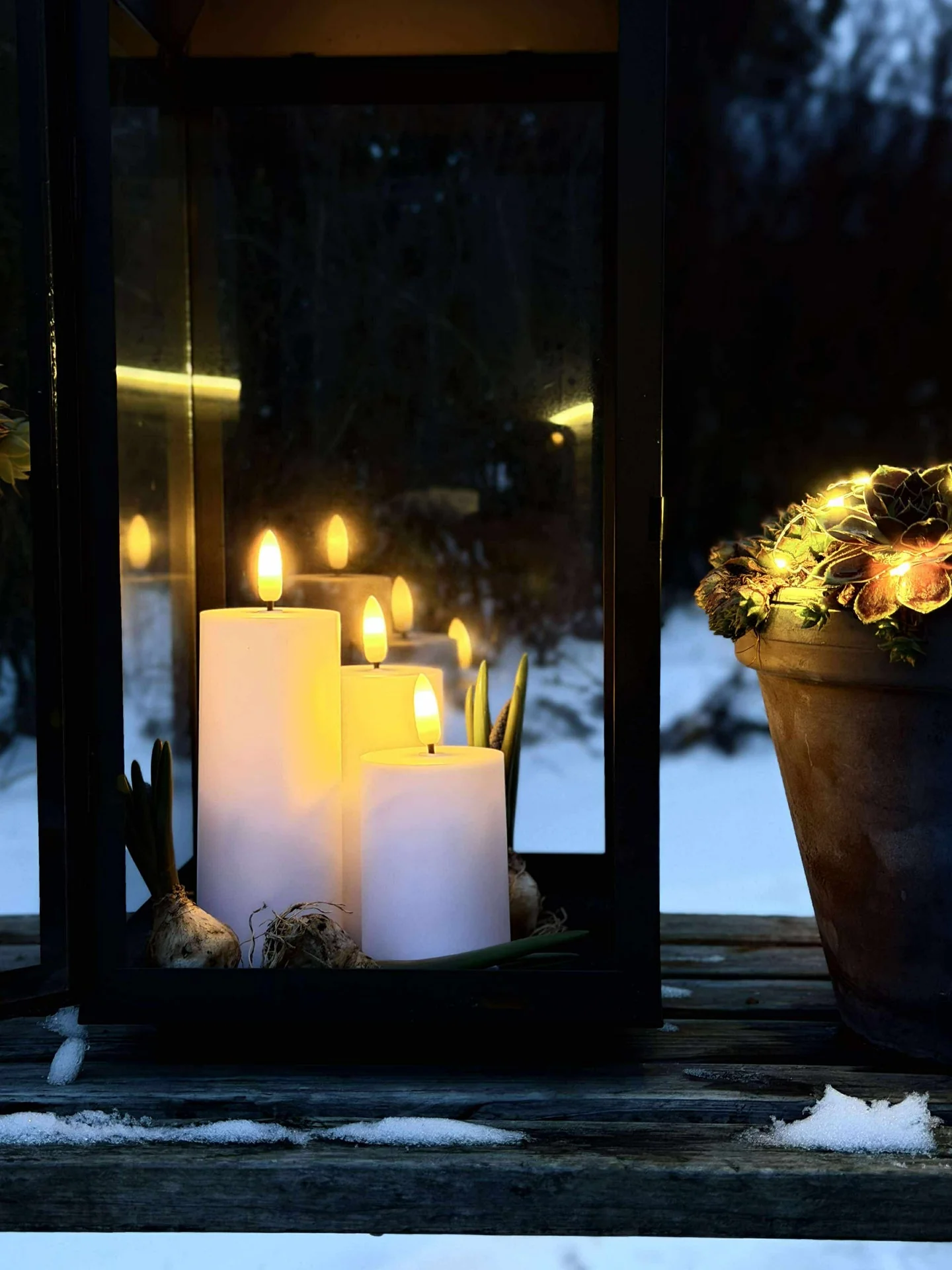 LED Utendørs Bloklys Sett med 3 stk - Hvit - Image 4