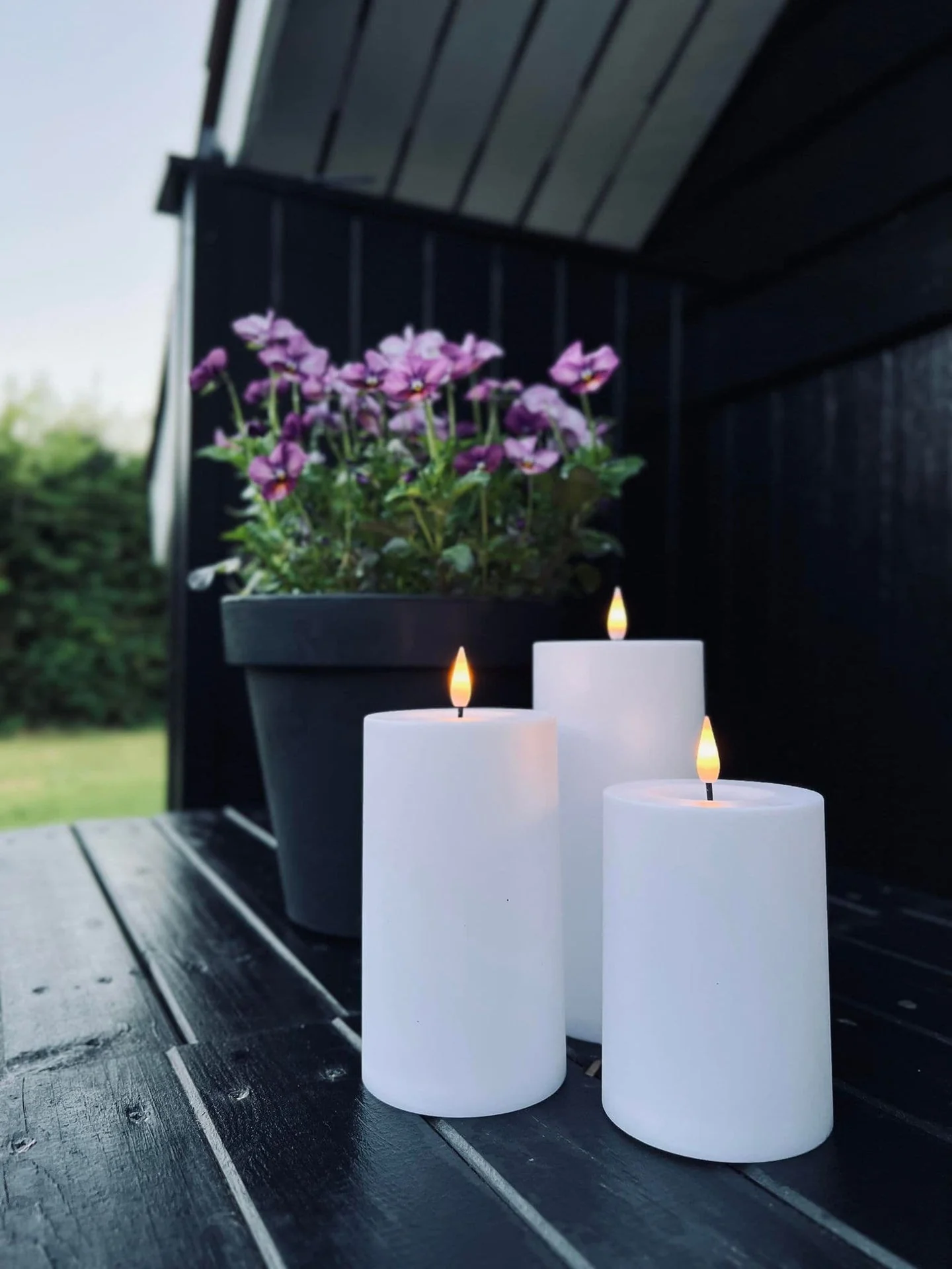 LED Utendørs Bloklys - Sett med 3 stk inkl. fjernkontroll