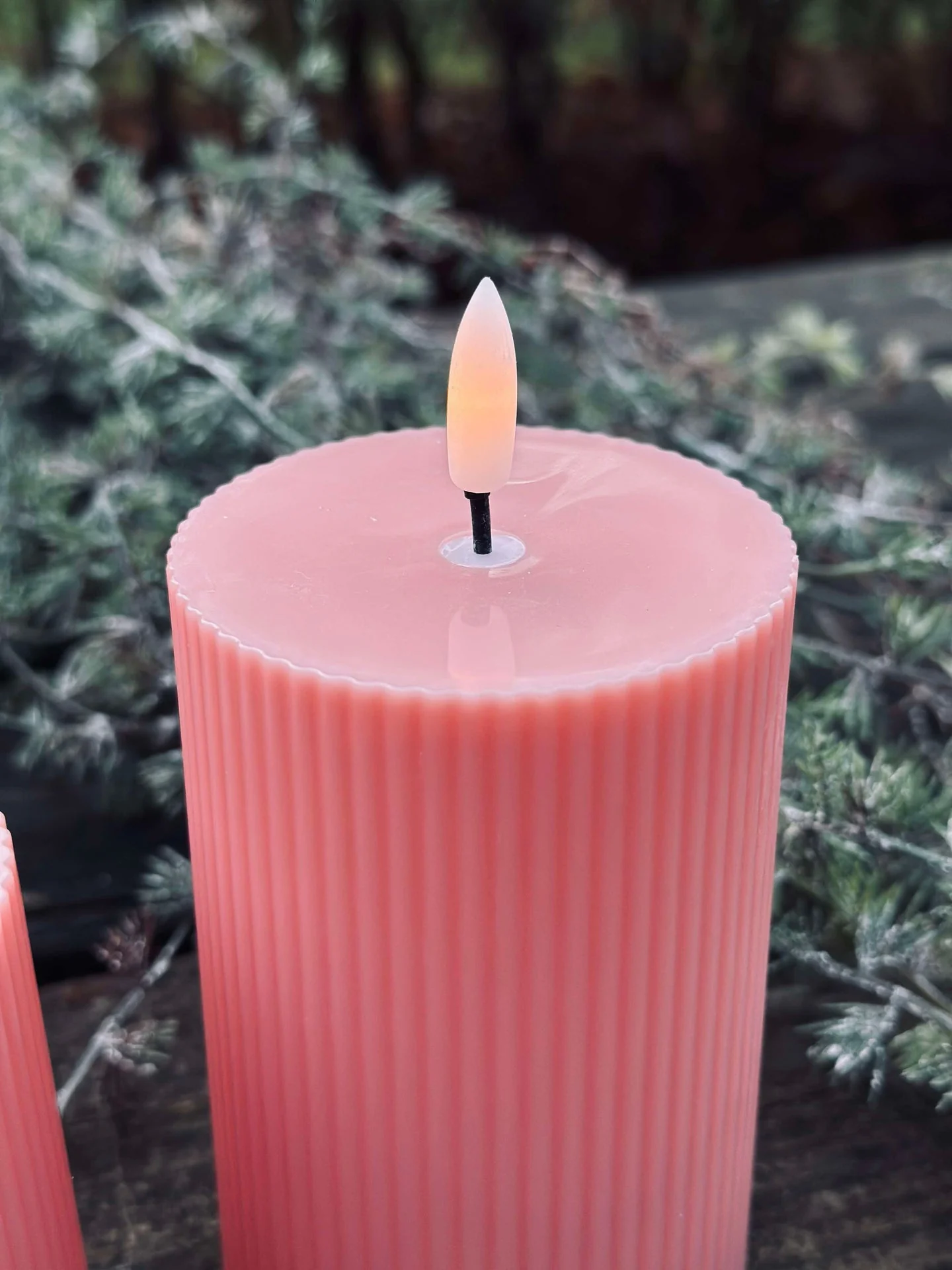 LED utendørs blokklys med riller - Sett med 3 stk - Rosa - Image 5