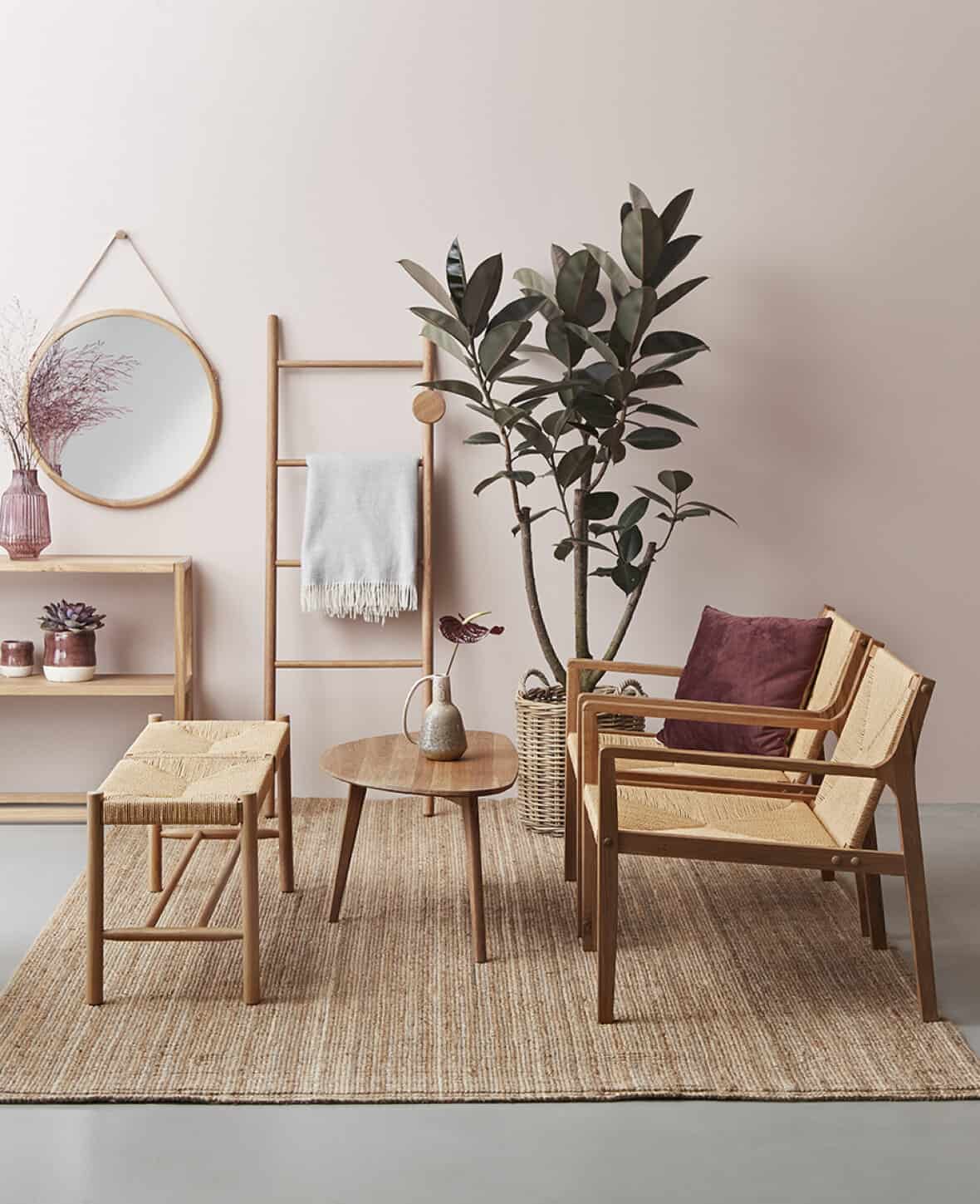 Lenestol massiv eik og papirsnor -  Nordisk design