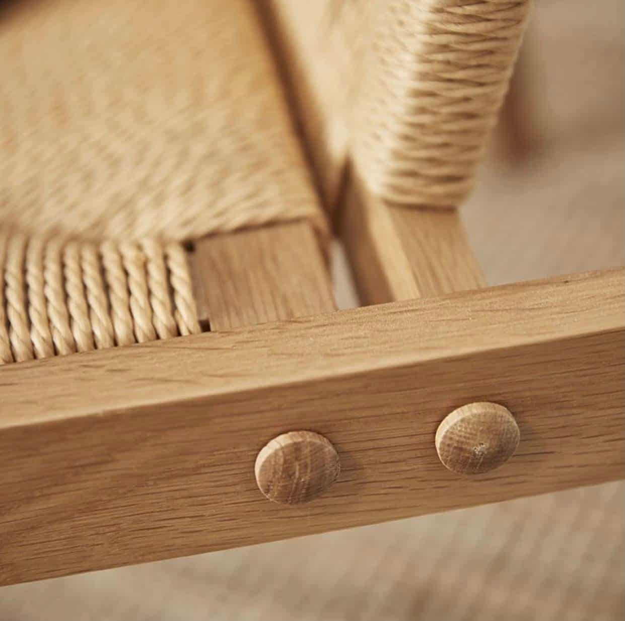 Lenestol massiv eik og papirsnor -  Nordisk design - Image 3