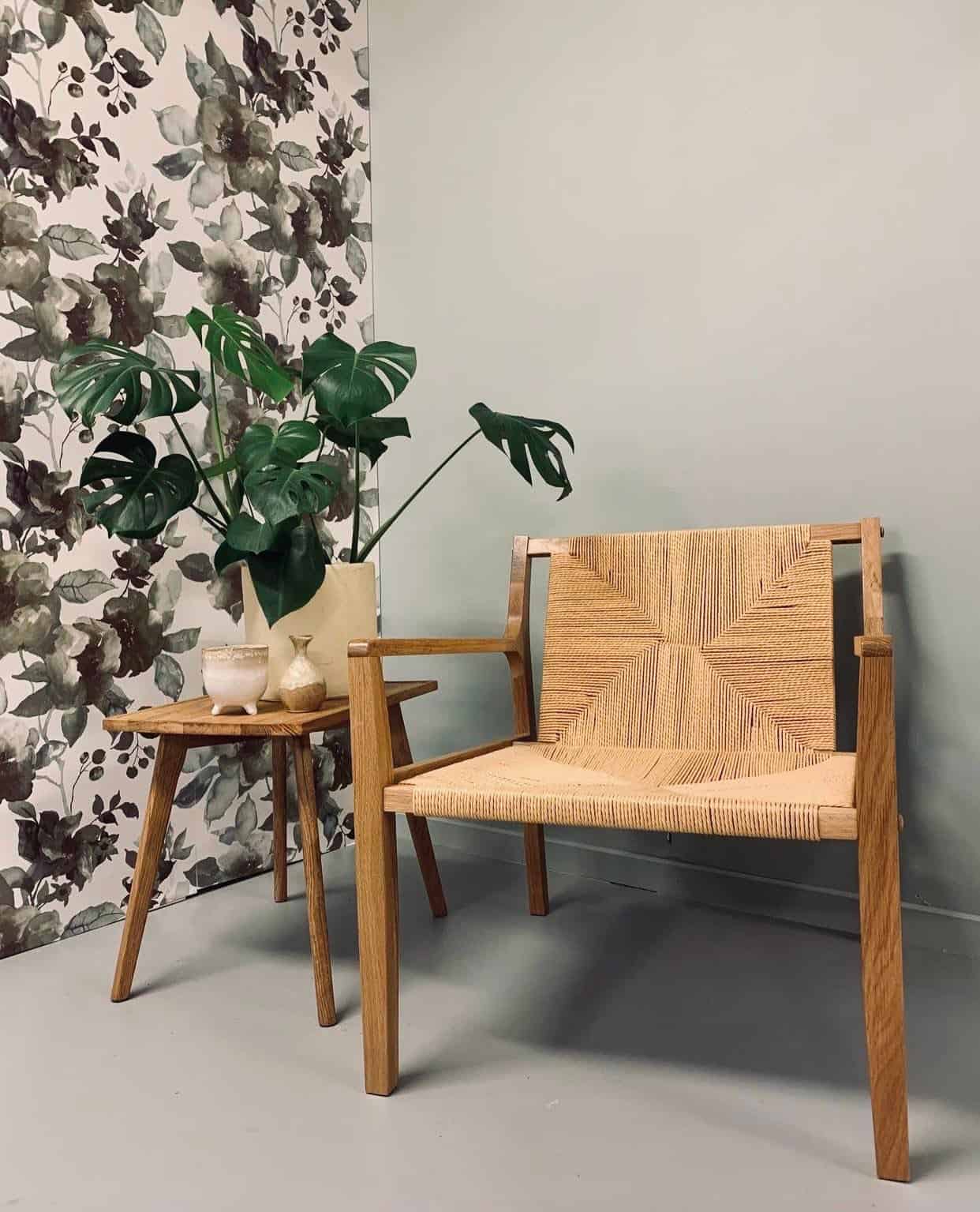 Lenestol massiv eik og papirsnor -  Nordisk design - Image 4