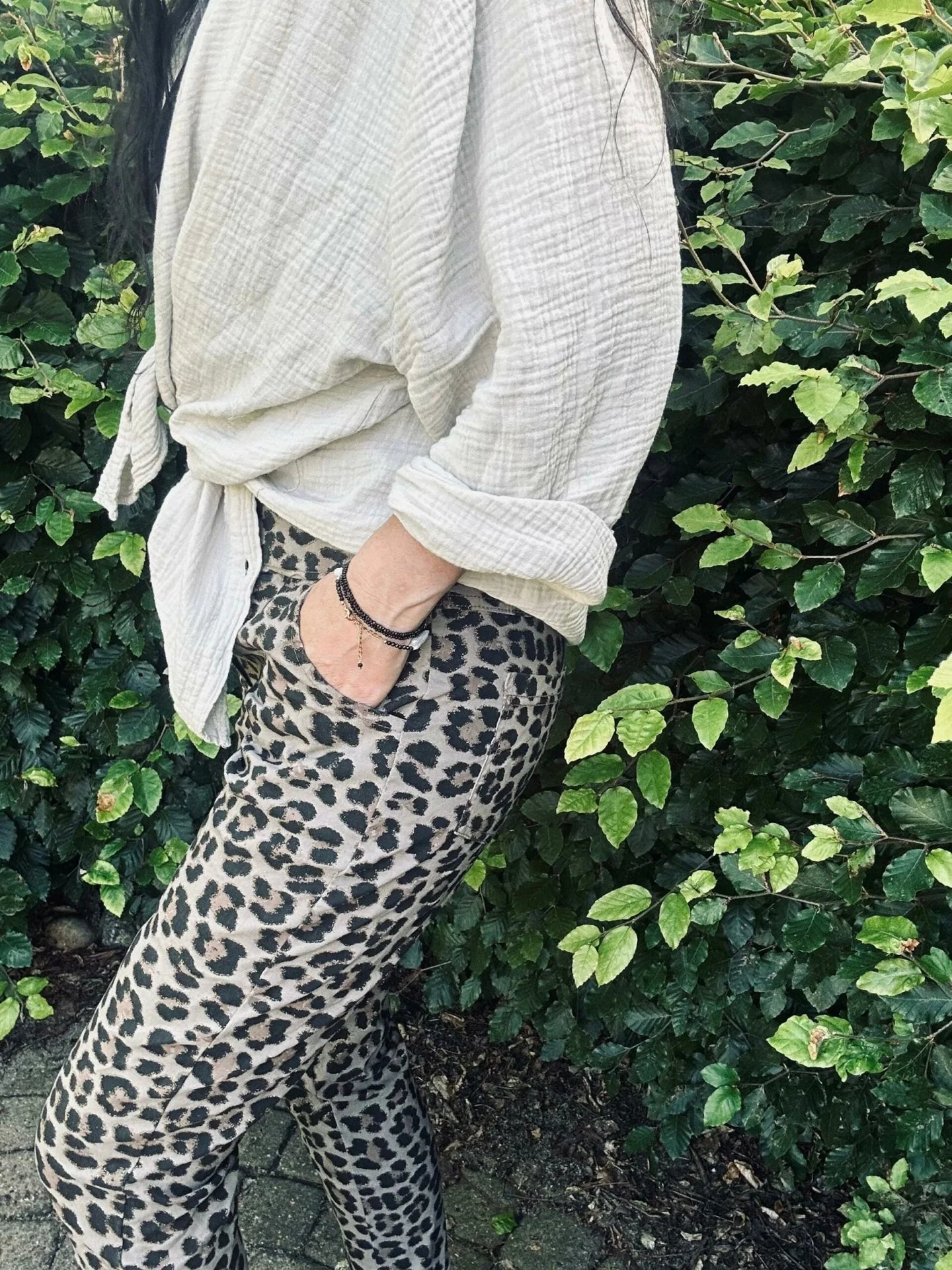 Bukser Leopard med stretch - Taupe - Image 3