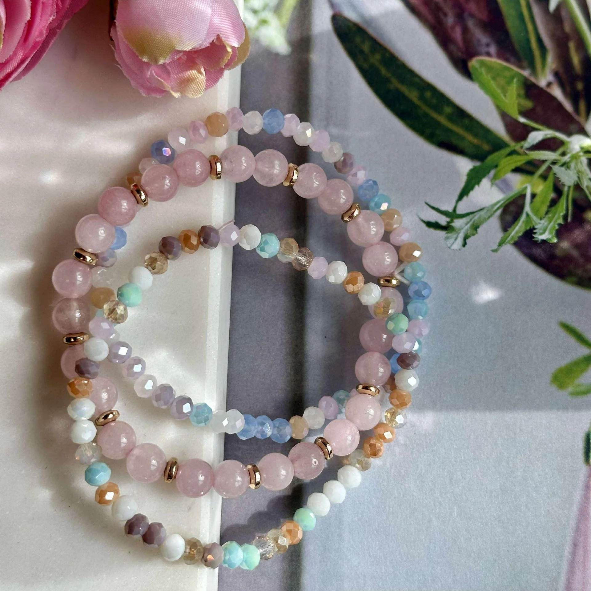 Armbånd Luna Soft pink – Sett med 3 stk