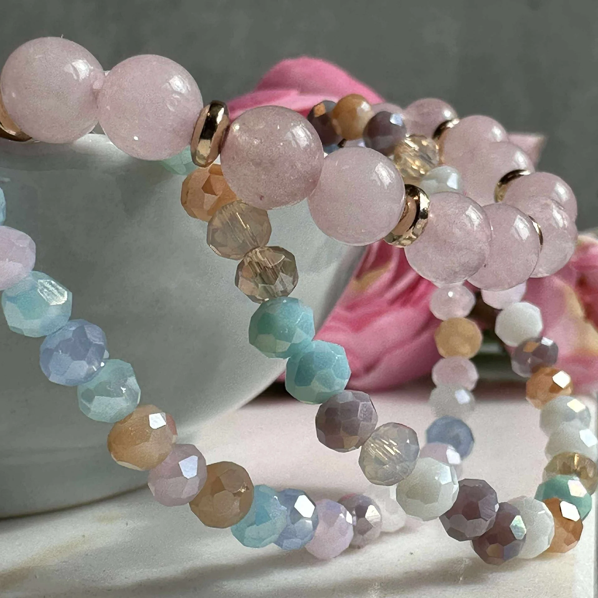Armbånd Luna Soft pink – Sett med 3 stk - Image 3