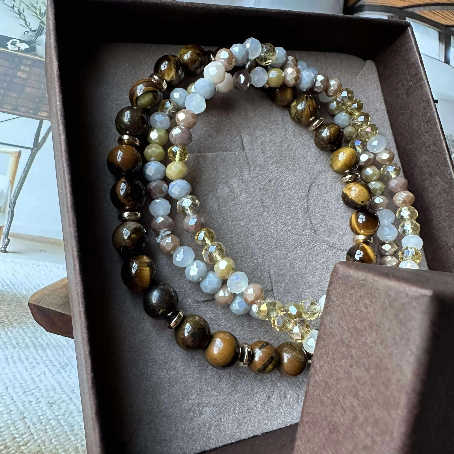 Armbånd Luna Tiger Eye – Sett med 3 stk - Image 5