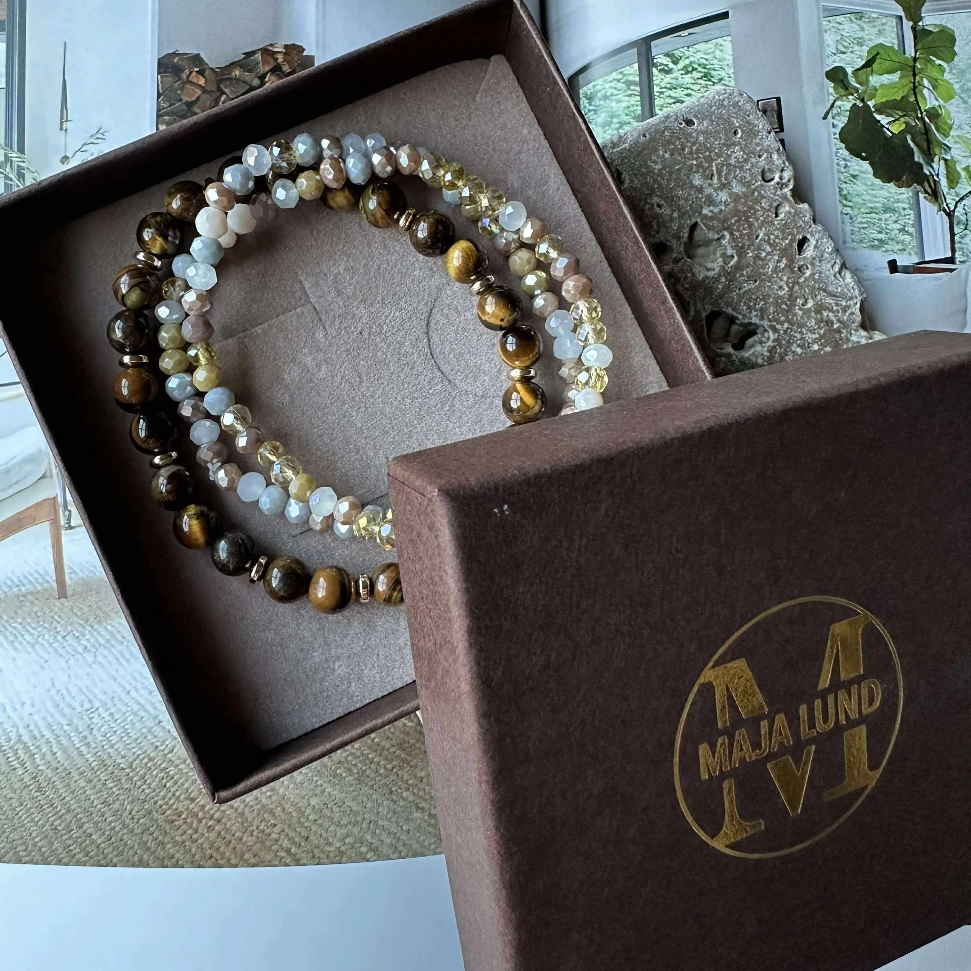 Armbånd Luna Tiger Eye – Sett med 3 stk - Image 6