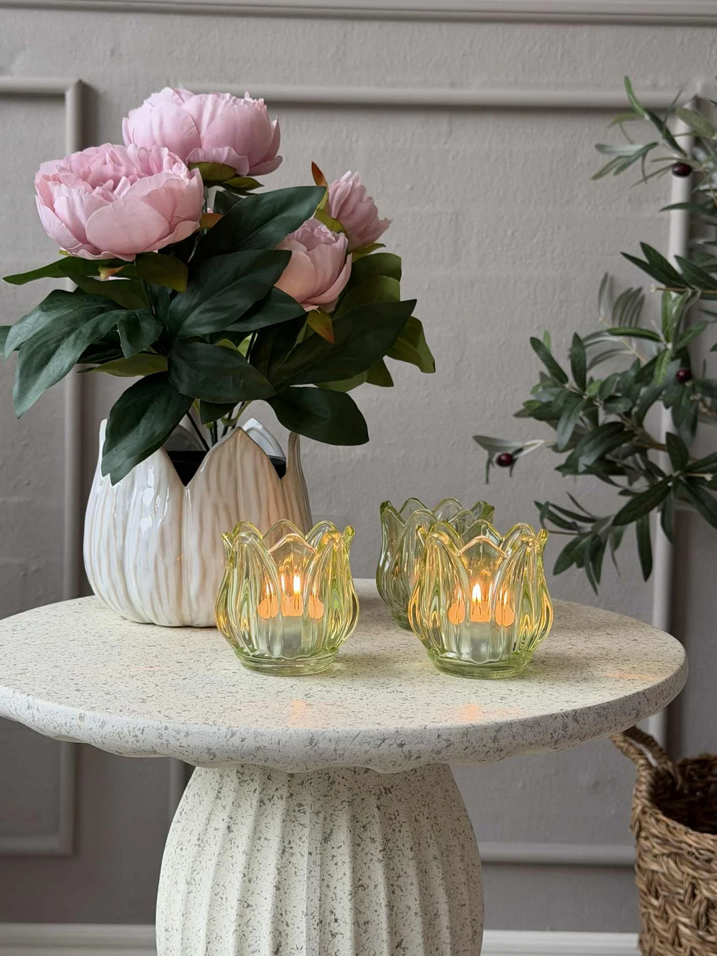 Lysestaker Tulipan 3stk. - Grønn